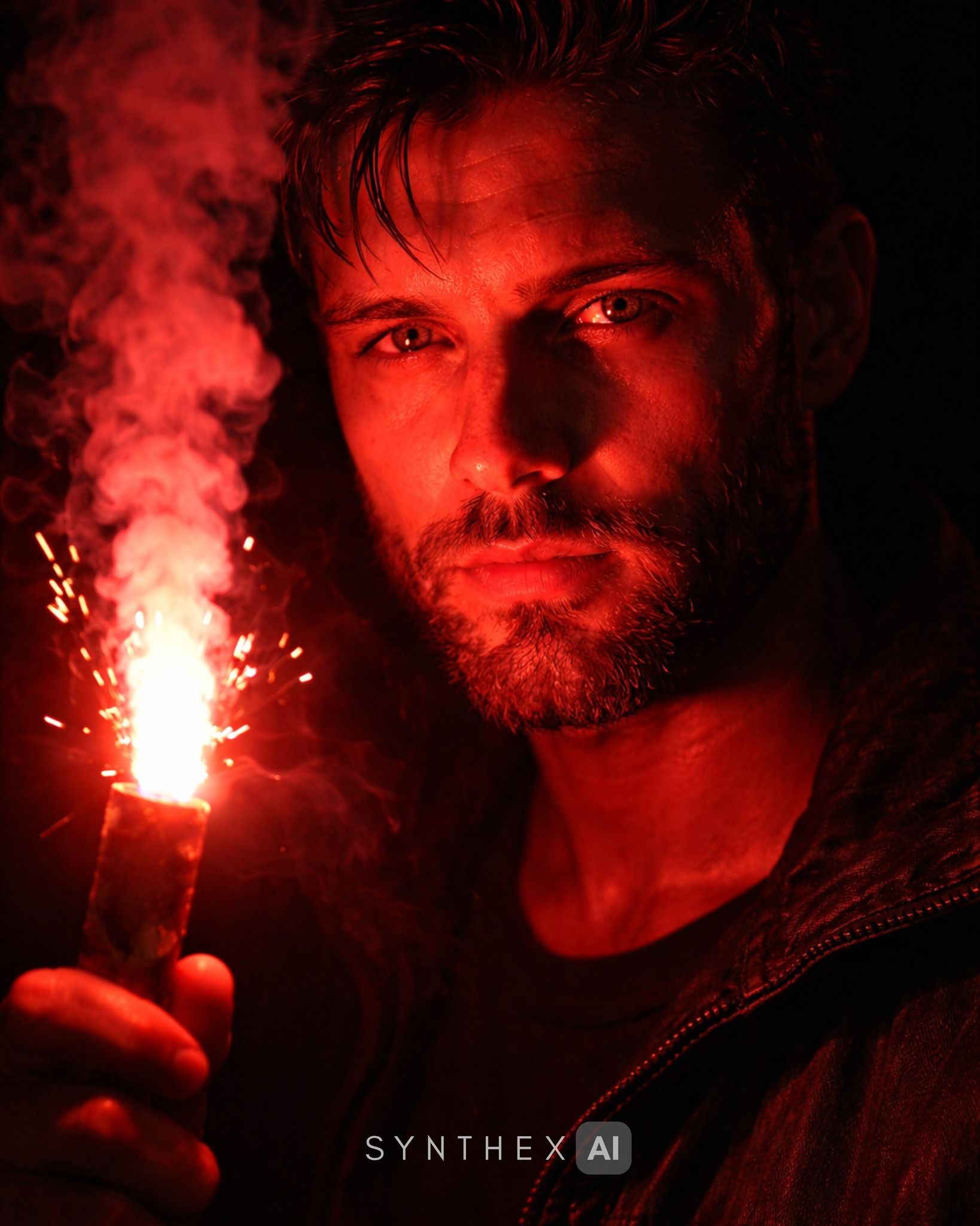 Generate Red Flare Night Portraits