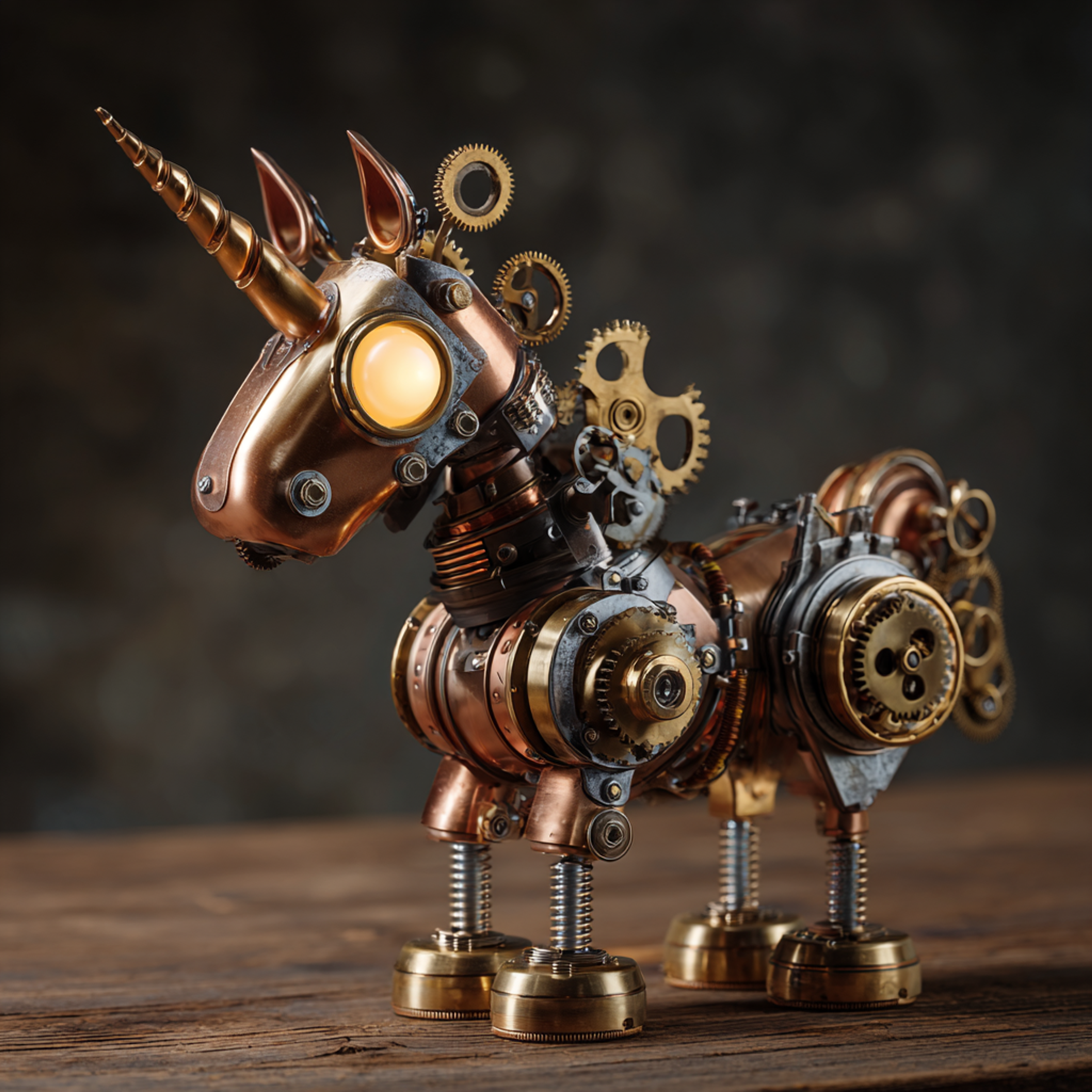 Steampunk Unicorn Robot Character