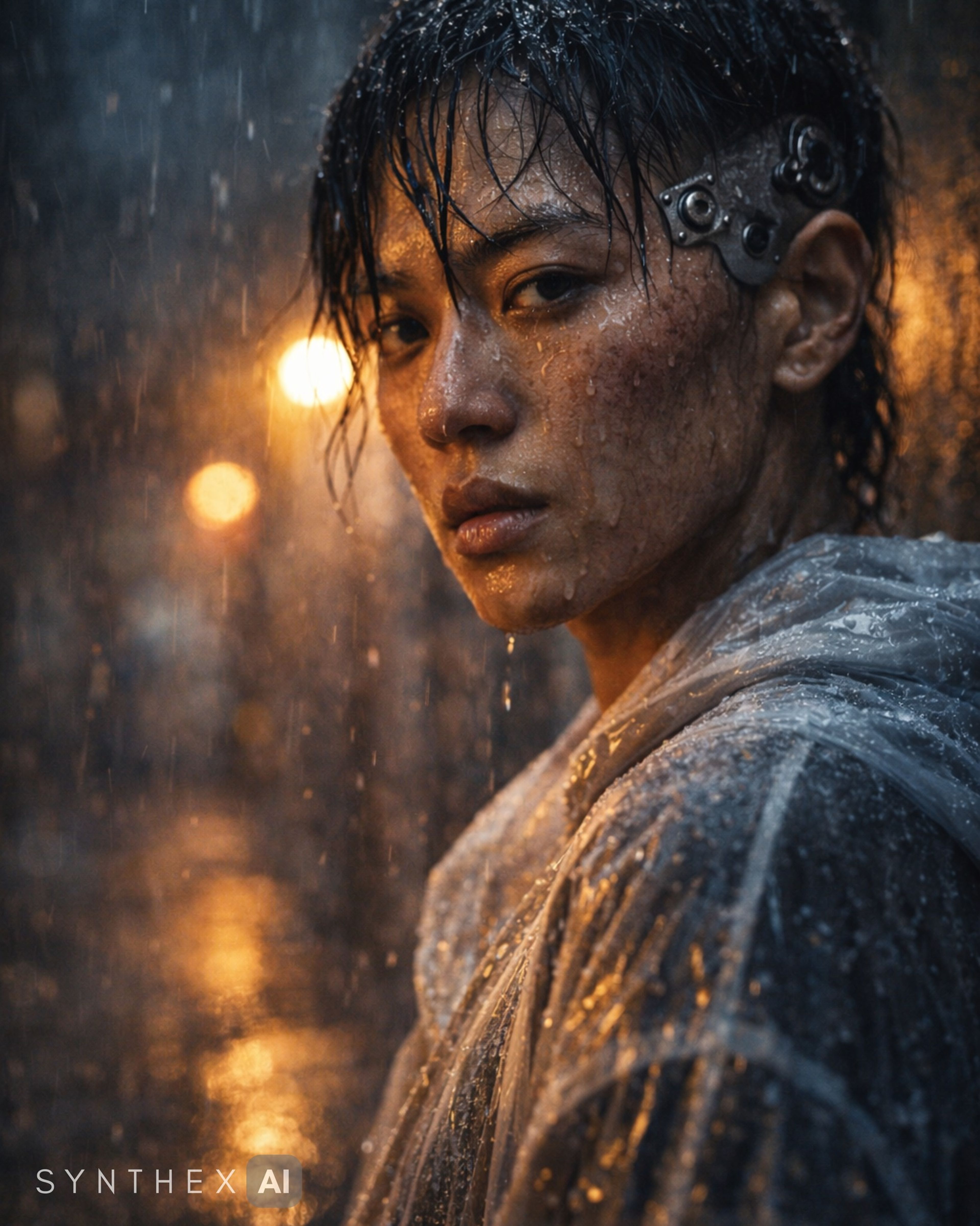 Generate Cyber Fugitive Rain Portraits