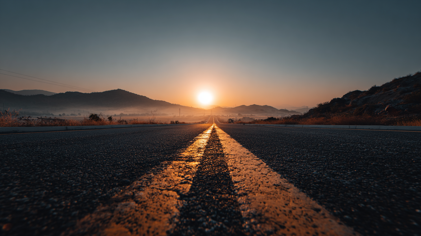 Cinematic Sunrise Coastal Road Scene