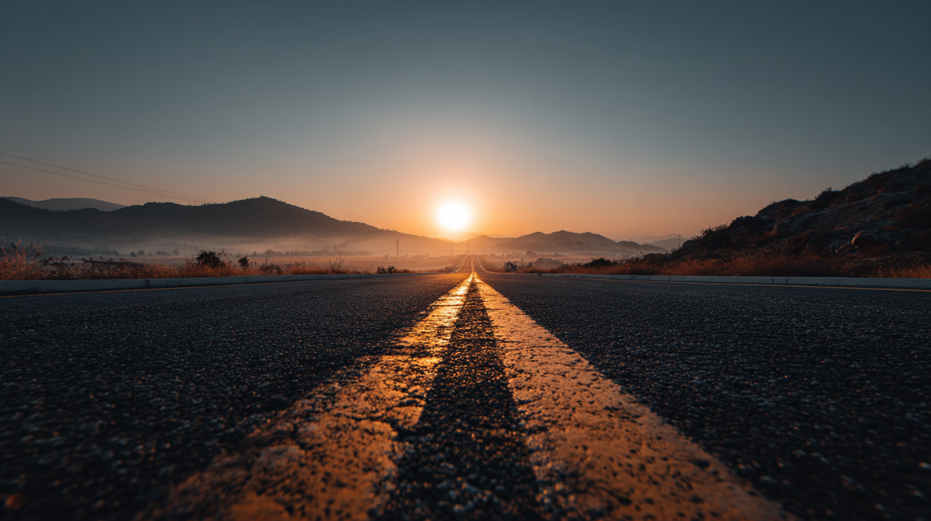 Cinematic Sunrise Coastal Road Scene