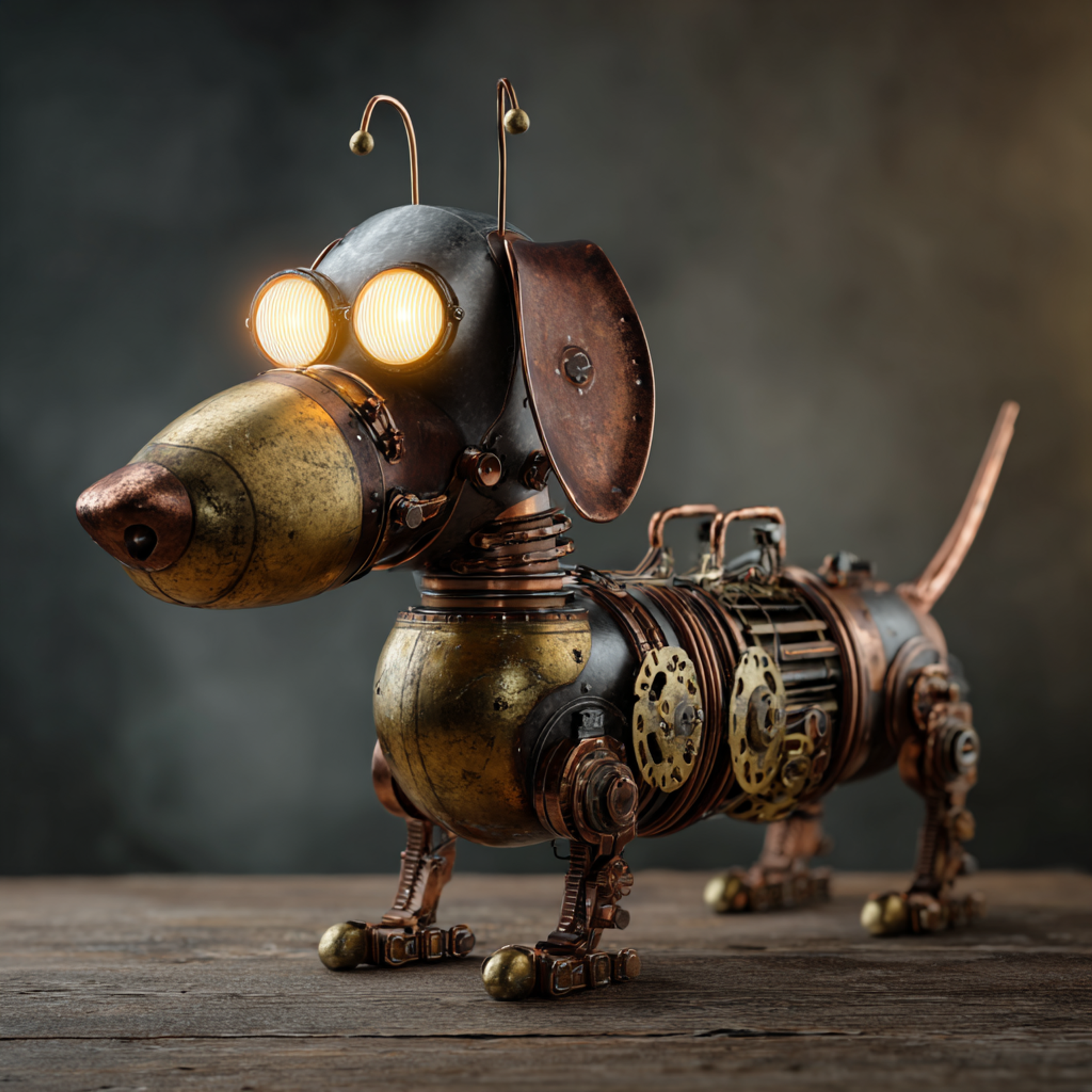 Steampunk Dog Robot Character