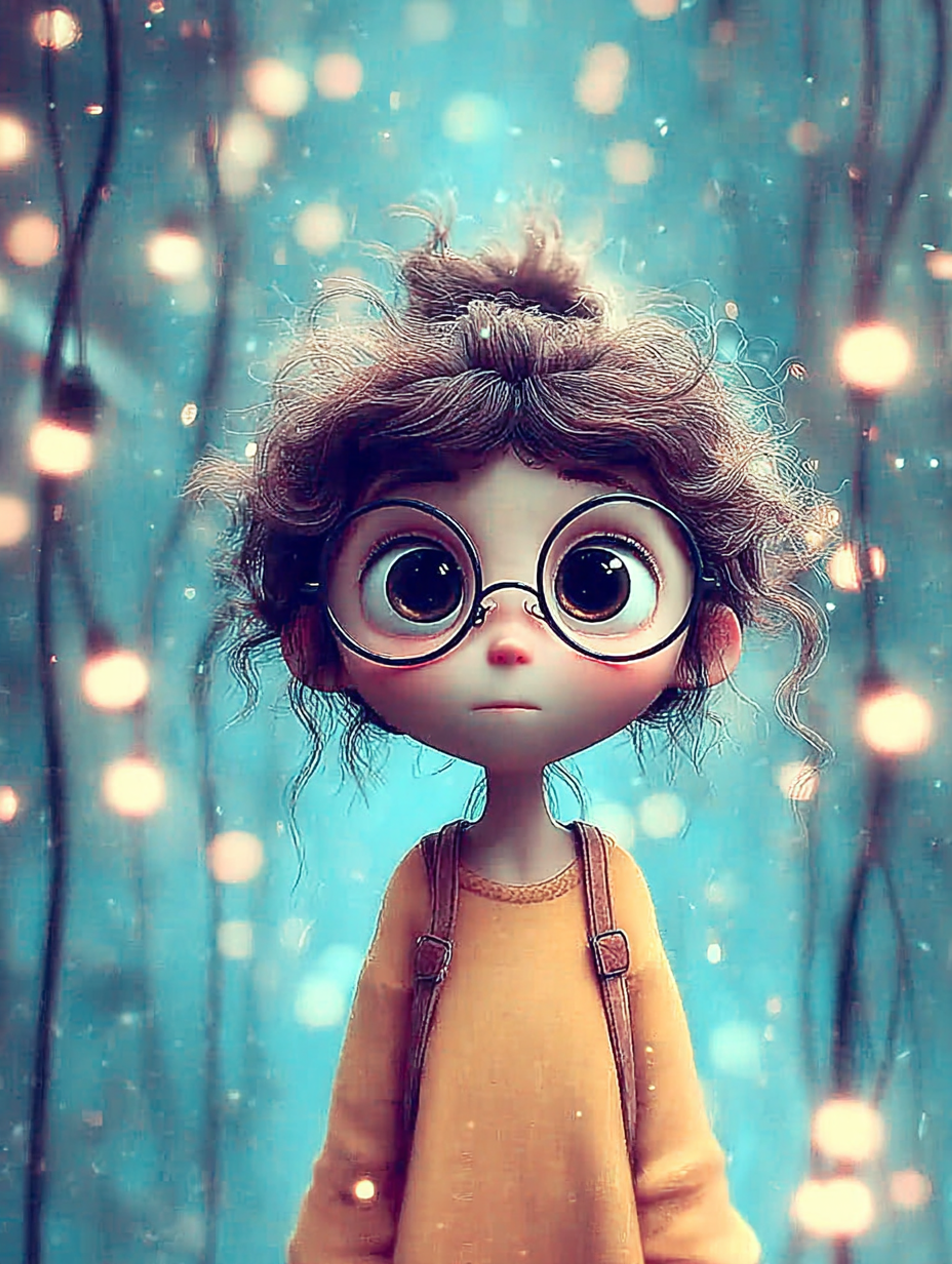 Dreamy 3D Girl with Glasses Scene