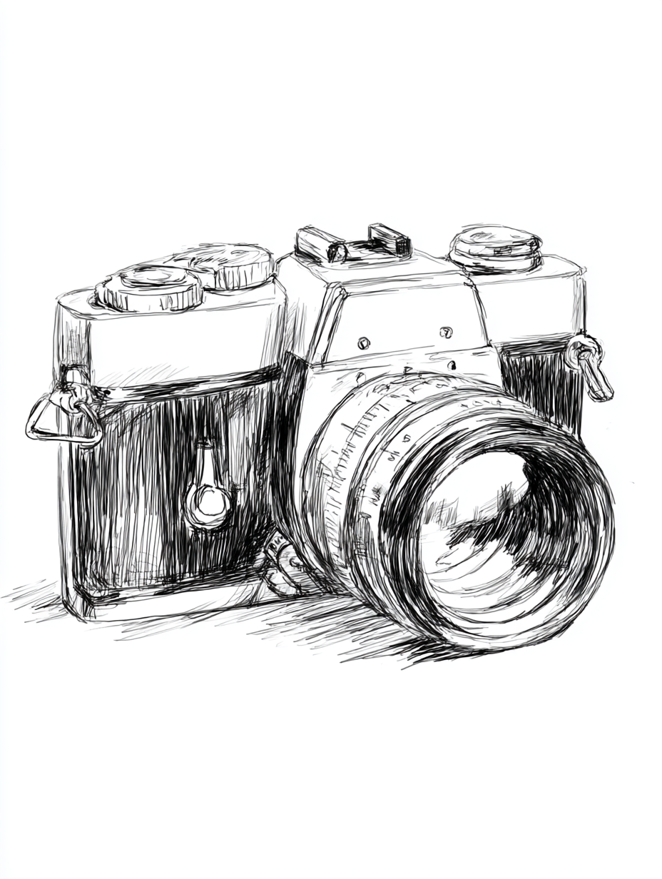 Pencil Vintage Camera Sketch