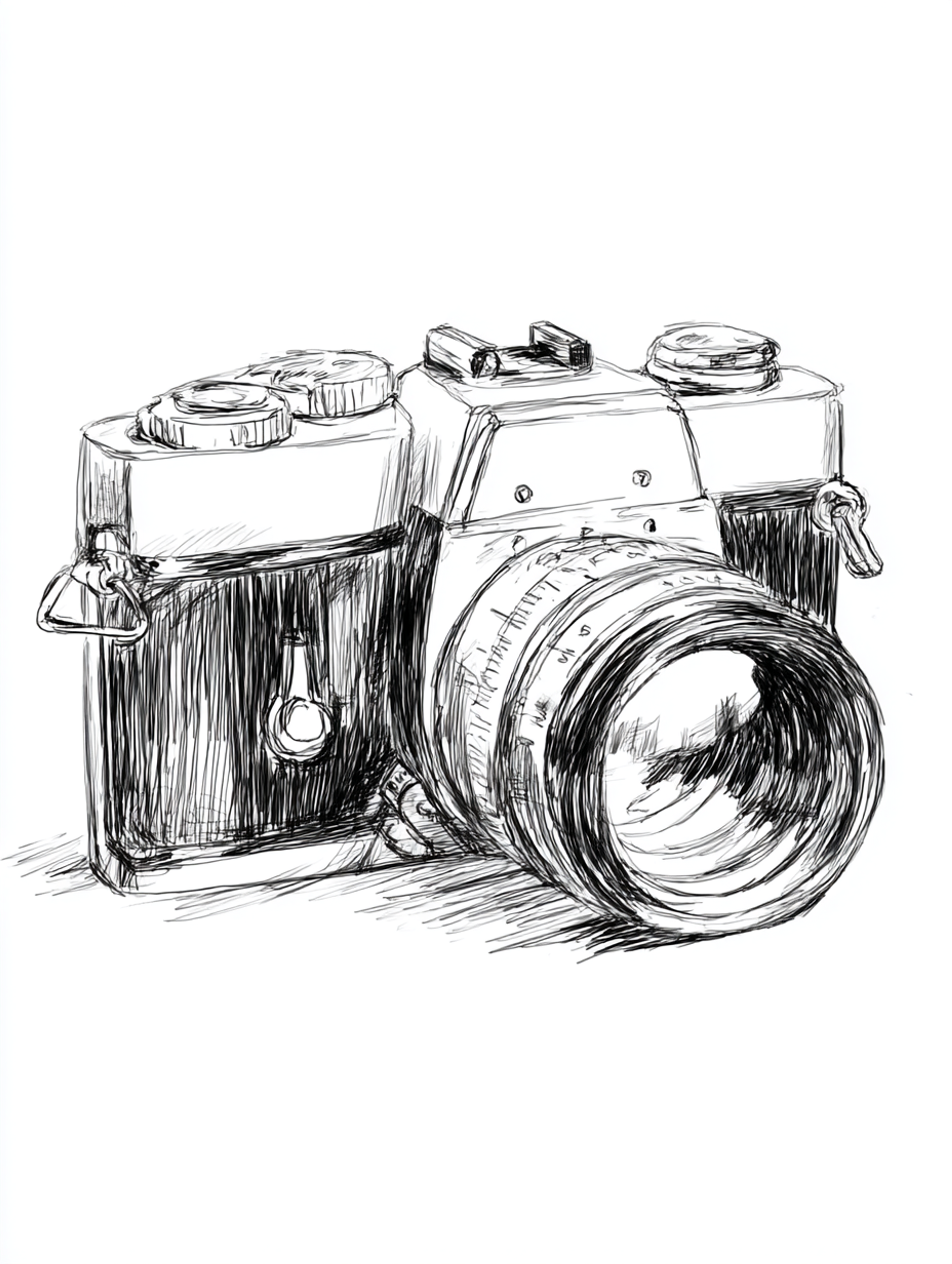 Pencil Vintage Camera Sketch