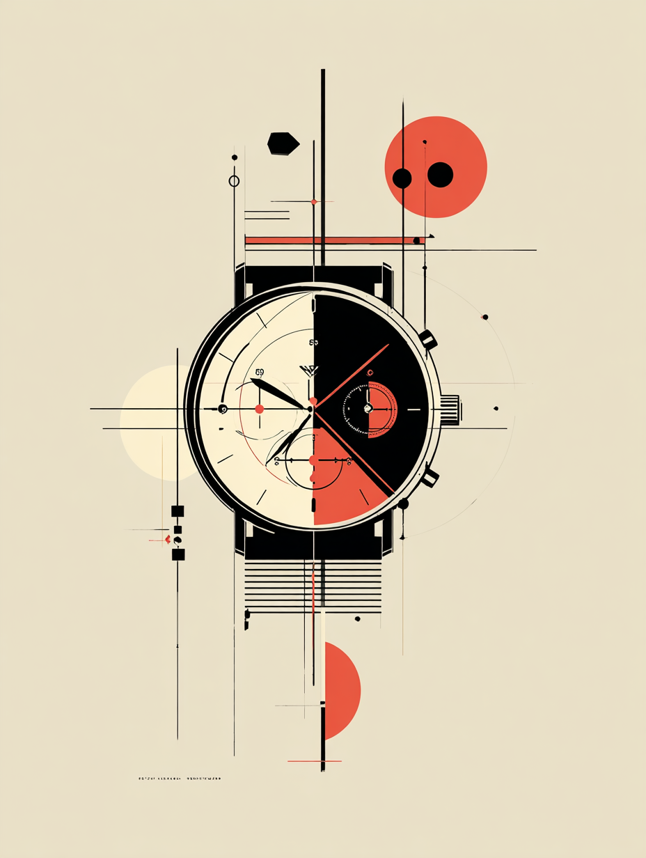 Minimalist Geometric Wrist Watch Illustration