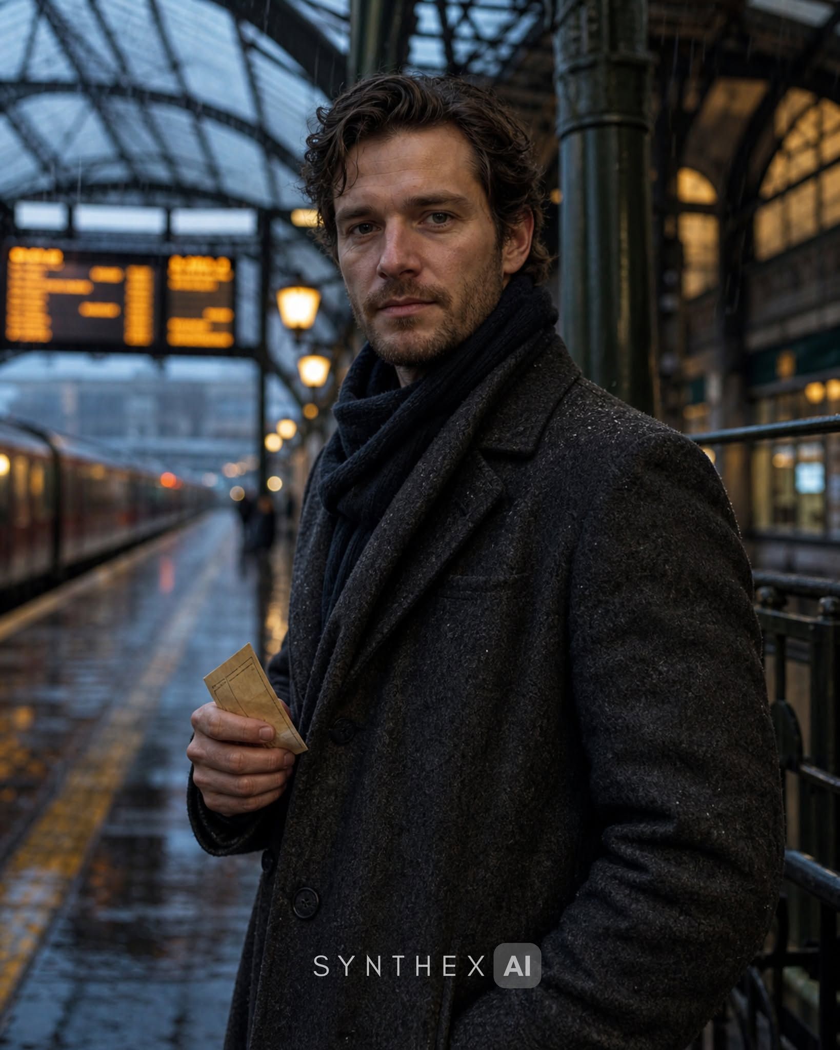 Generate Rainy Train Station Portraits
