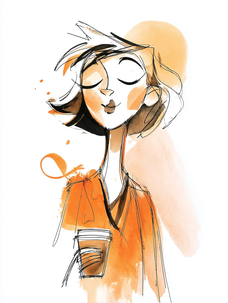 Loose Watercolor Sketch Coffee Illustration Alternate