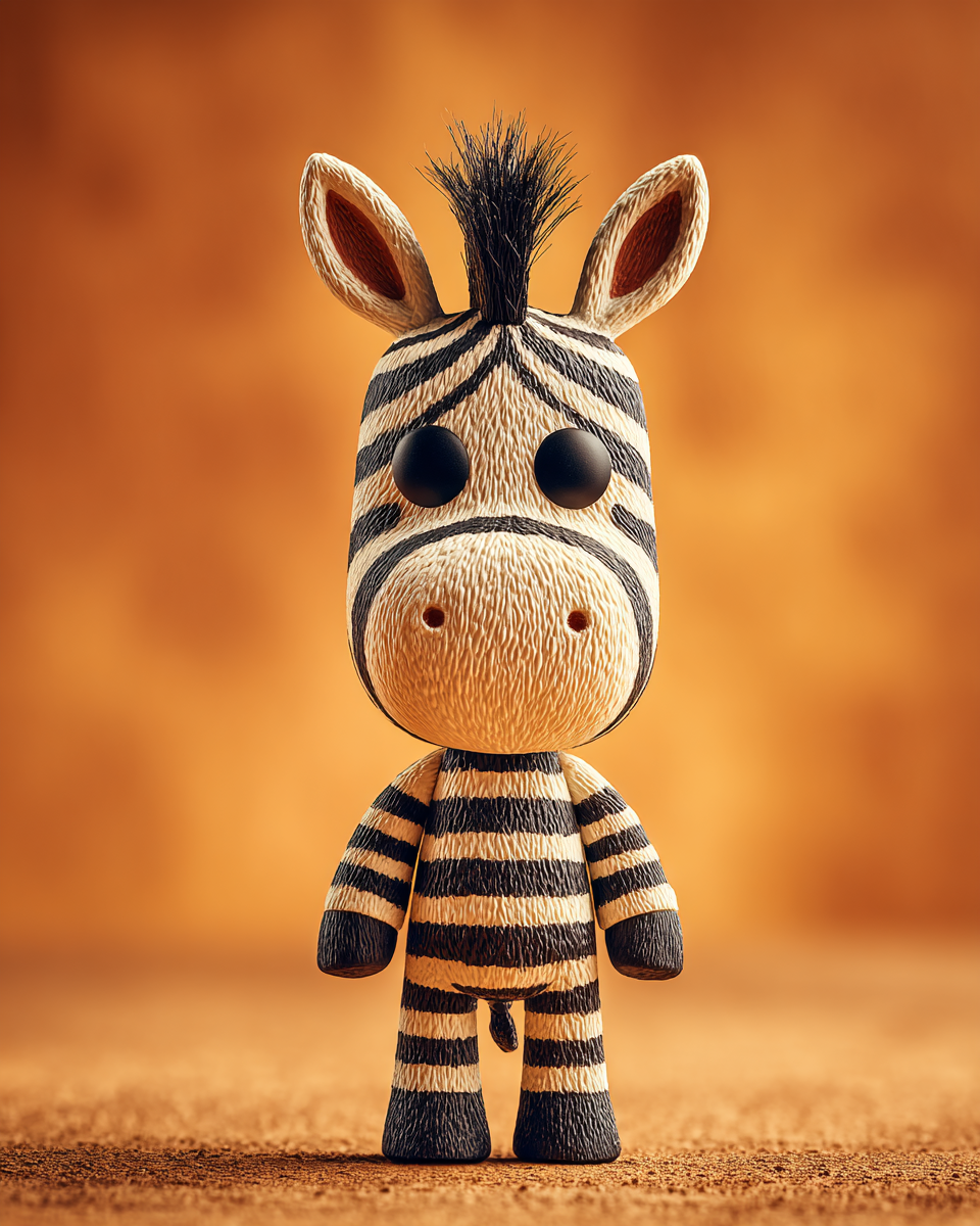 Stylized Vinyl Zebra Toy Portrait