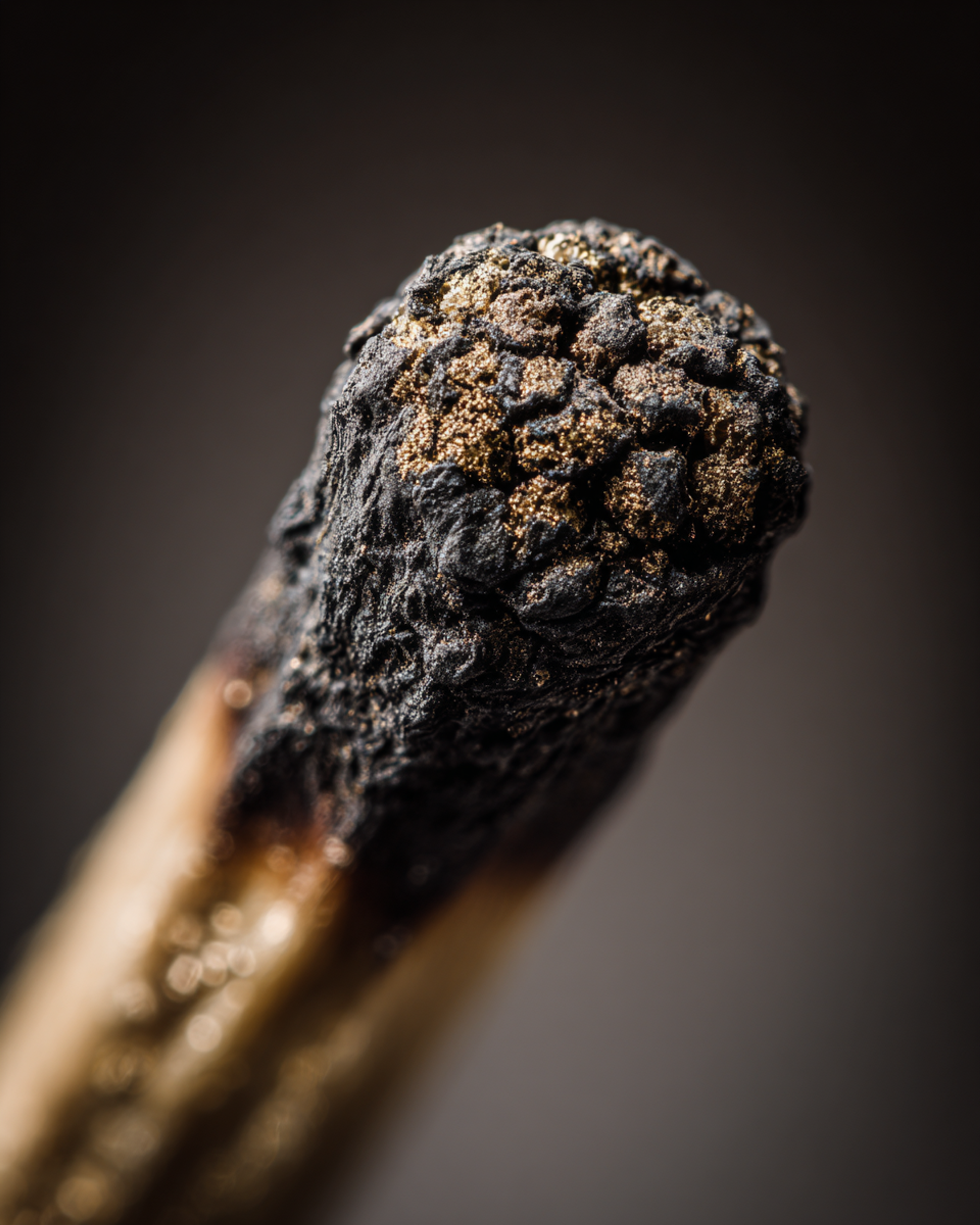 Hyperrealistic Burned-out Matchstick Macro Portrait