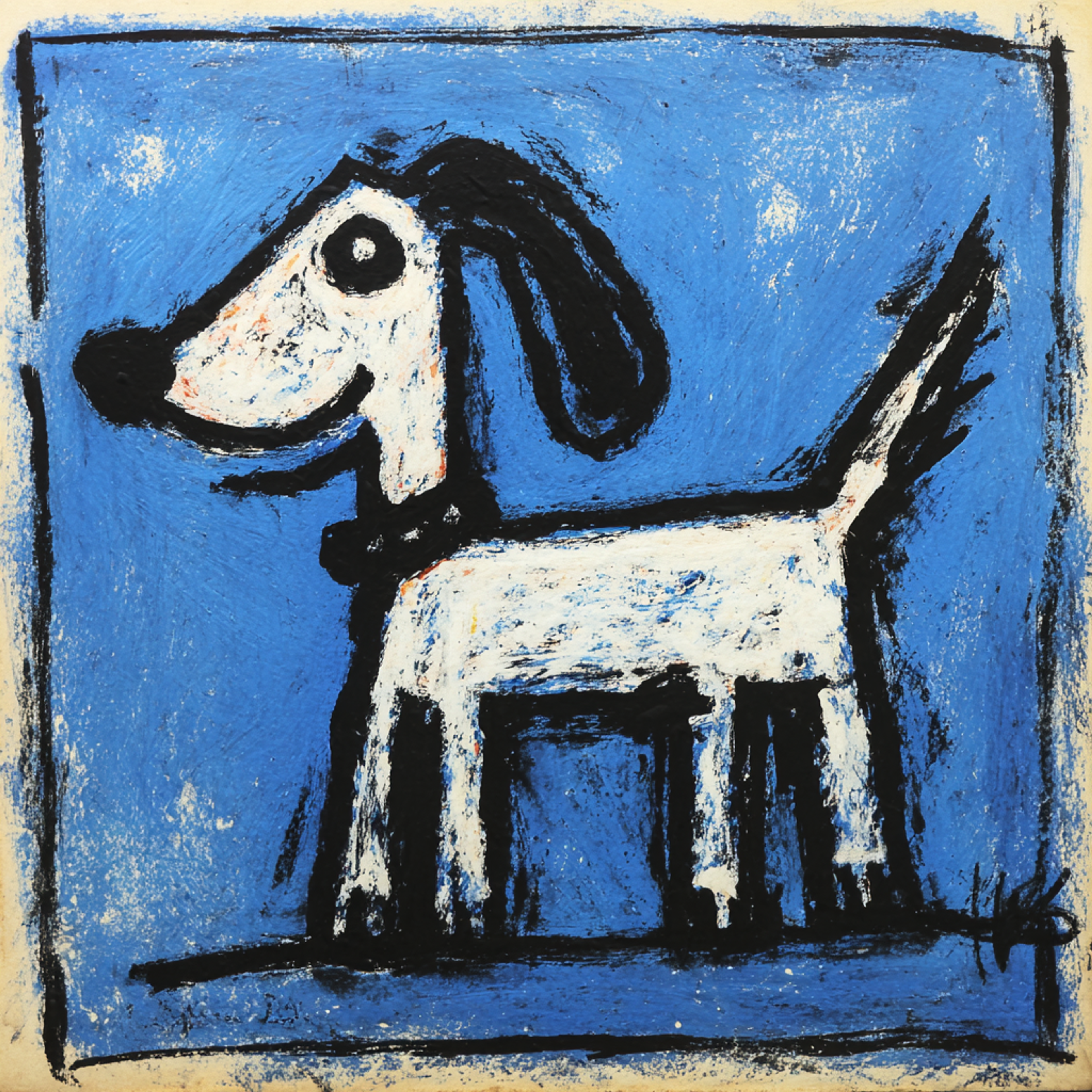 Bold Outline Dog Wagging Tail Illustration