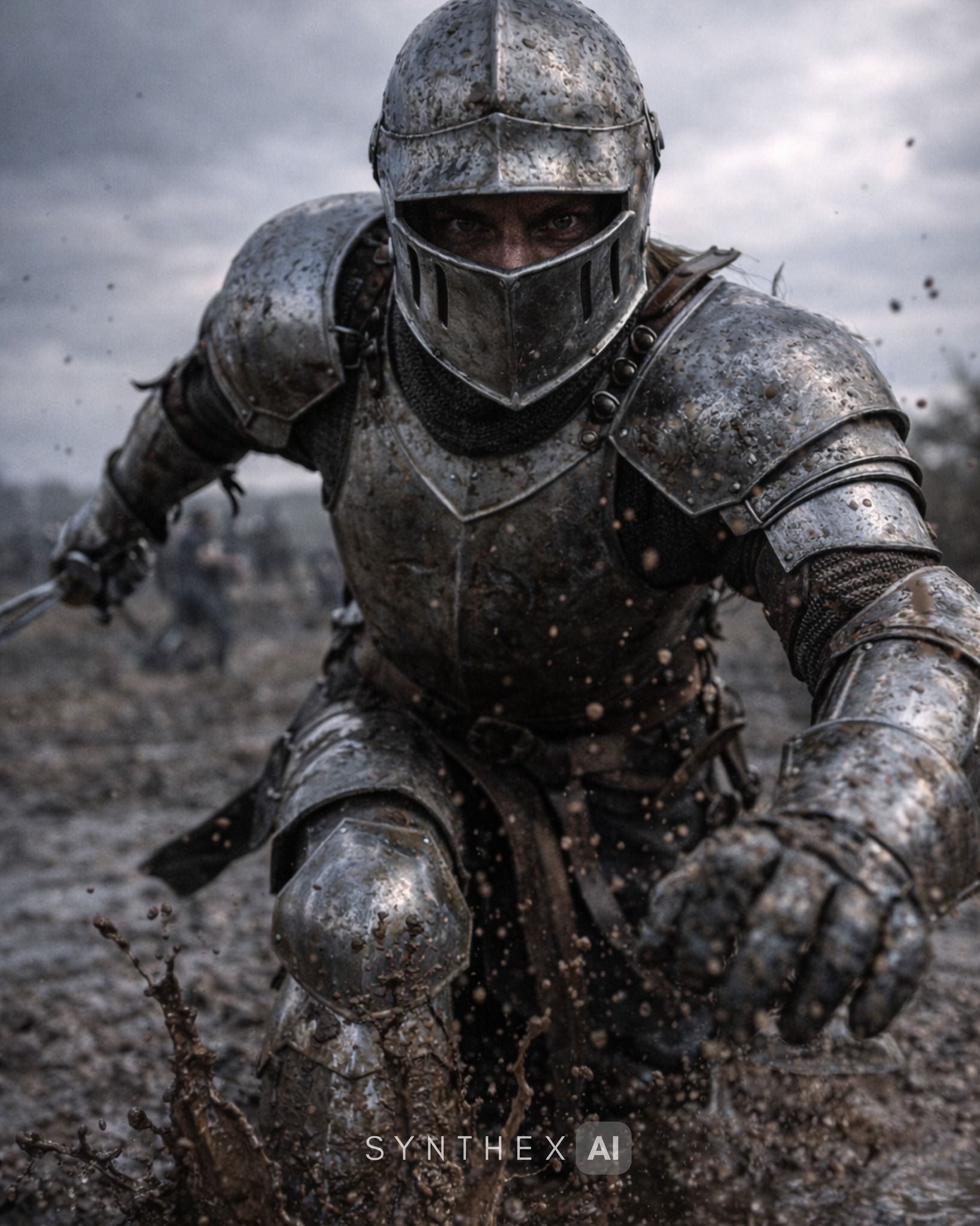 Generate Muddy Battlefield Knight Portraits