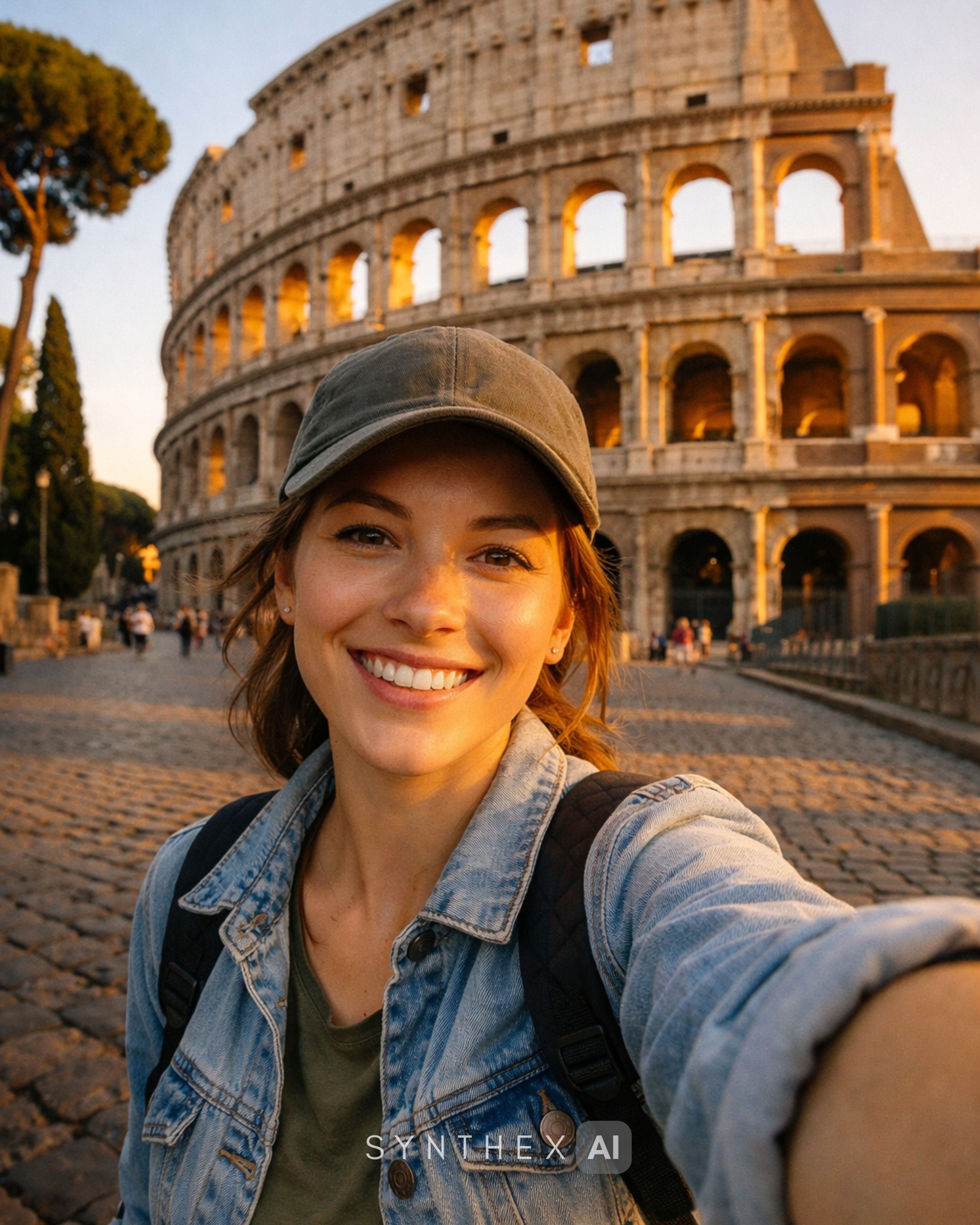 Generate Roman Colosseum Travel Selfies
