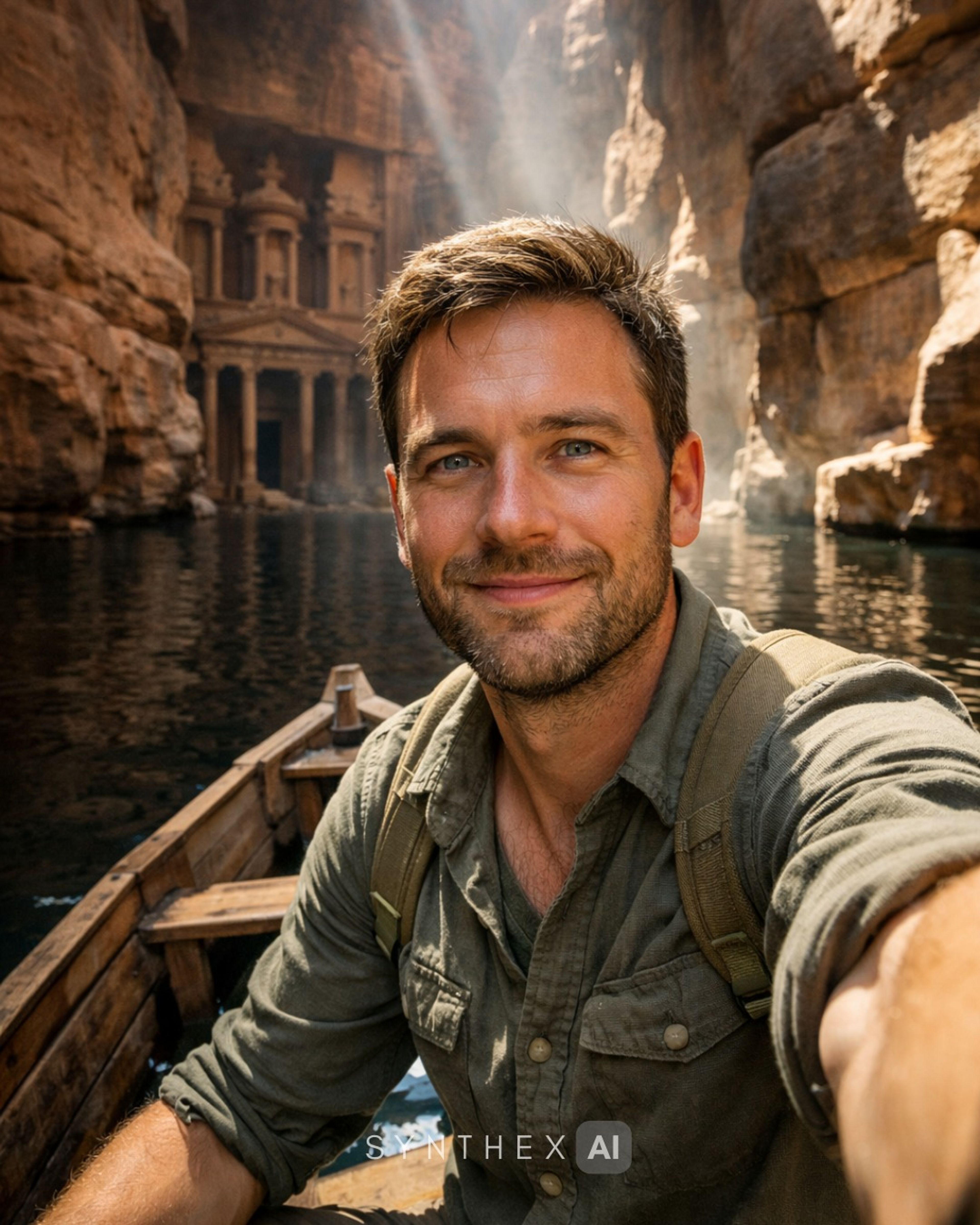 Generate Flooded Petra Boat Selfies