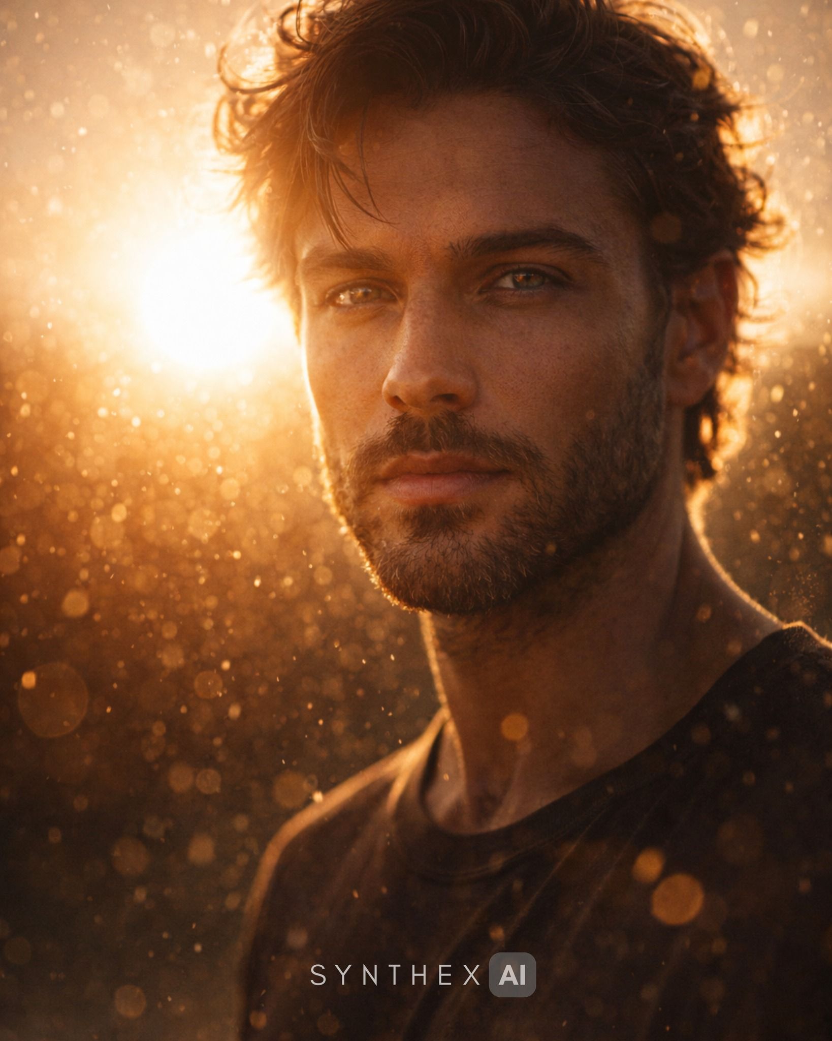 Generate Golden Dust Backlit Portraits