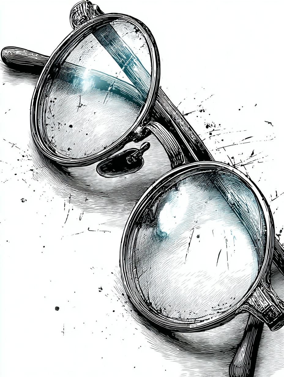 Graphite Pencil Glasses Illustration