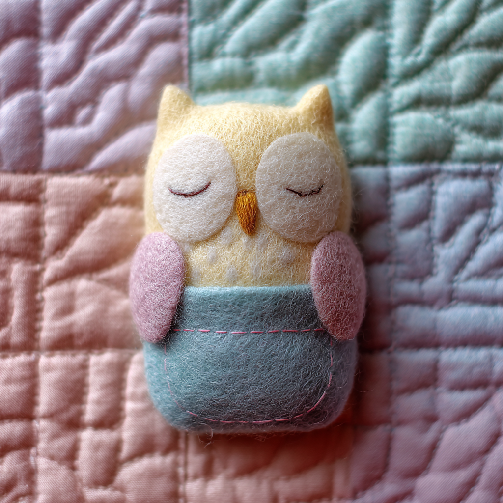 Tiny Sleeping Plush Owl Front View Plush Toy