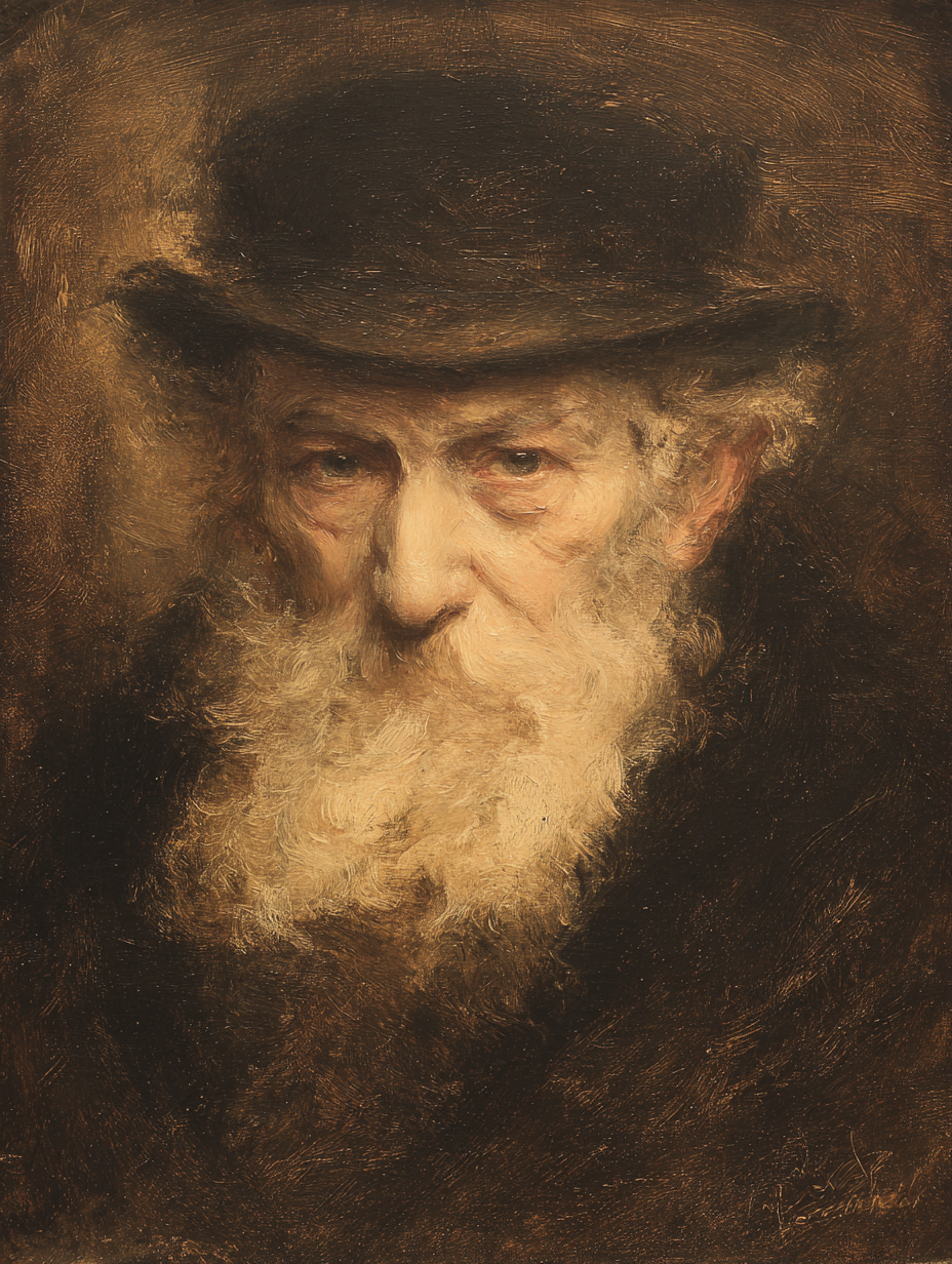 Moody Classical Oil Portrait of an Old Fisherman Painting