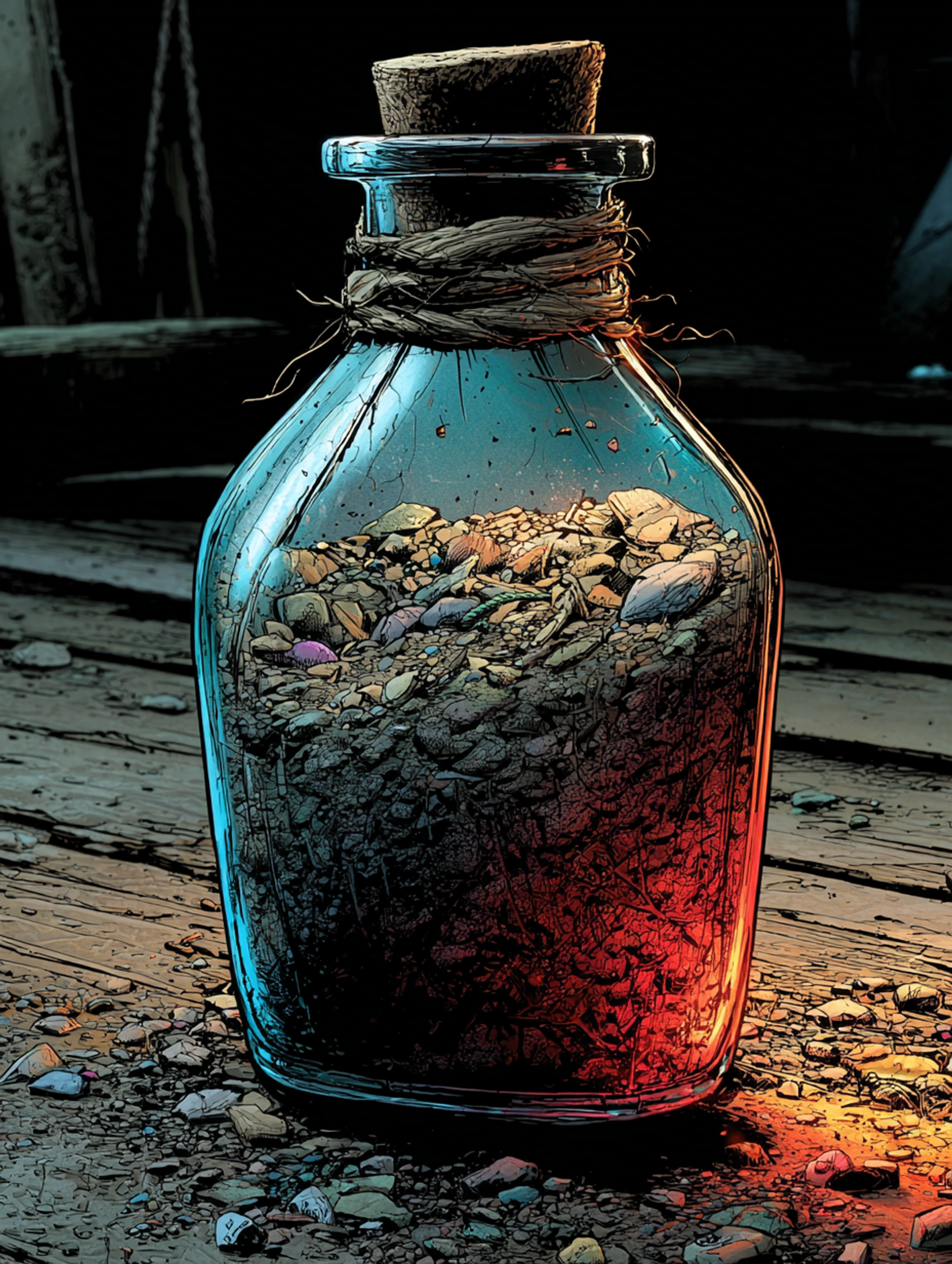 Gritty Cinematic Glass Bottle Scene