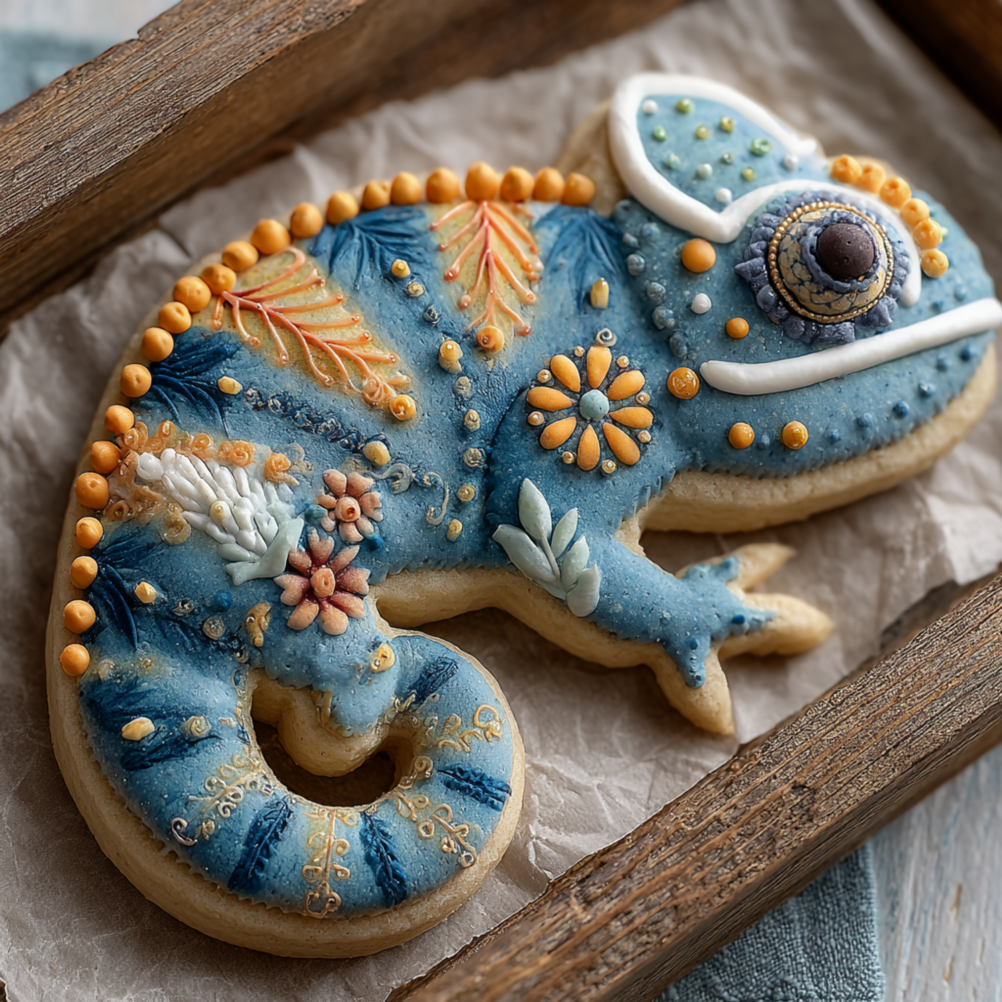 Professional Baking Photography of Artisan Decorated Chameleon Photo