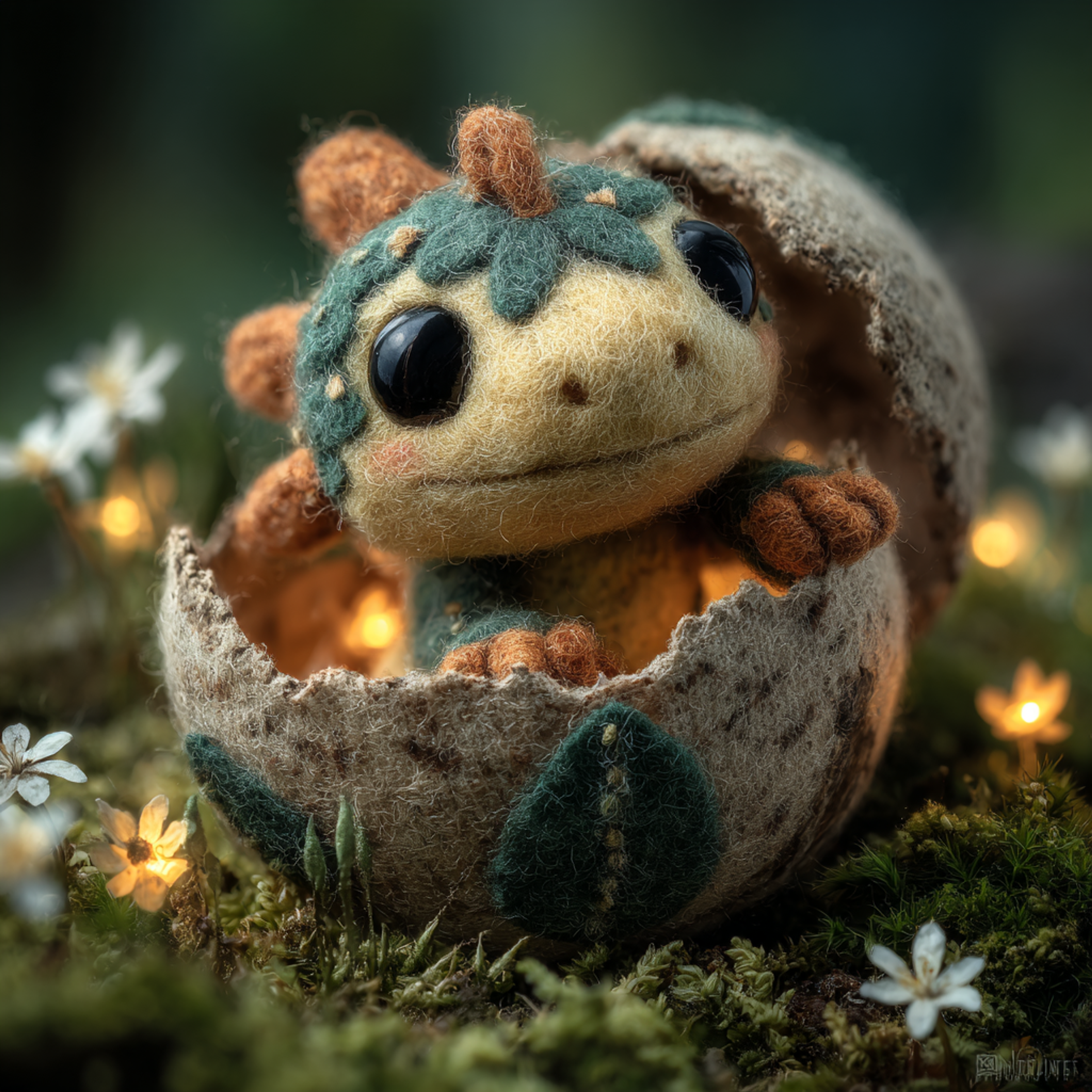 Whimsical Photograph of Felted Wool Dragon