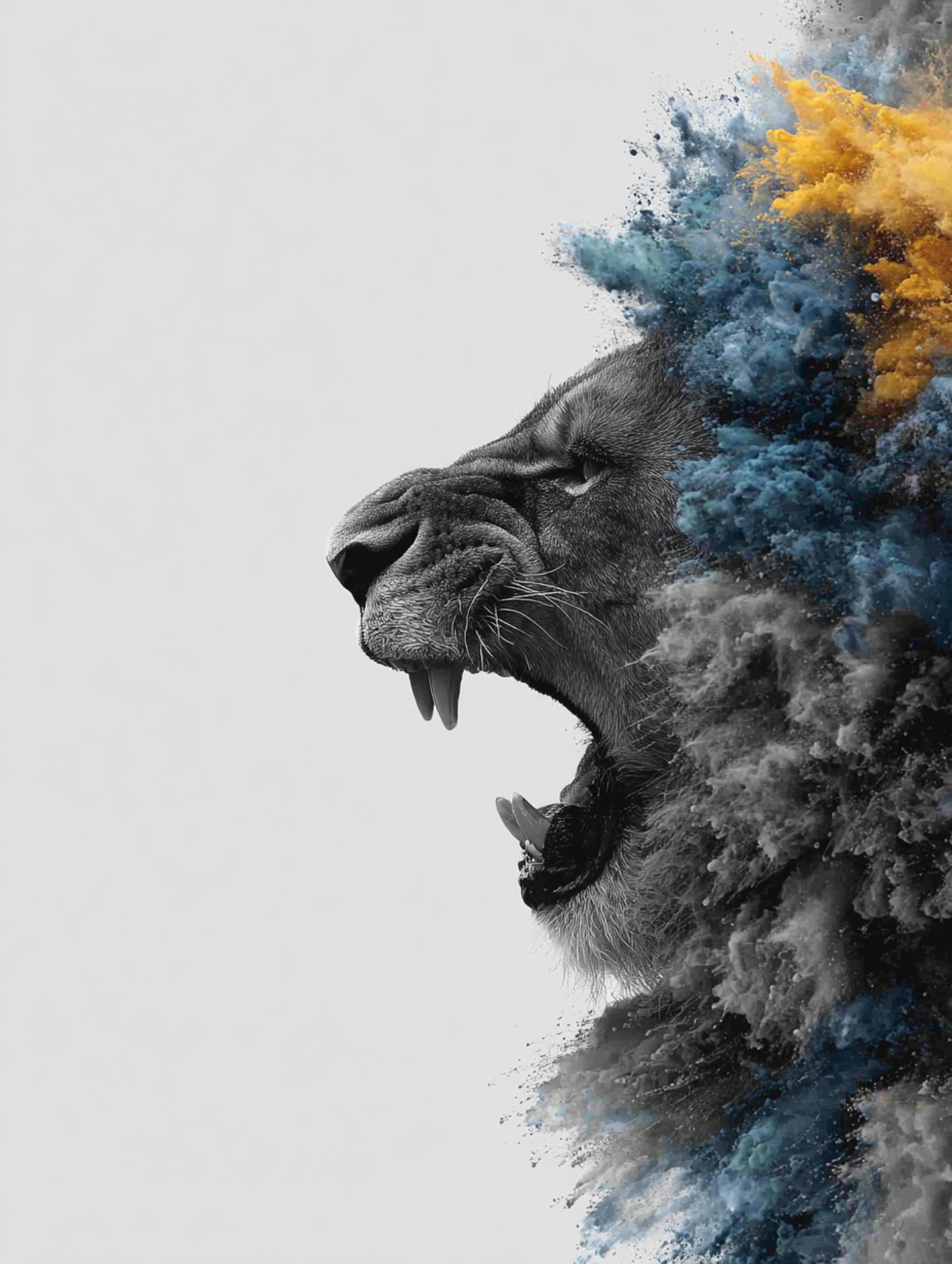 Surreal Powder Roaring Lion Artwork
