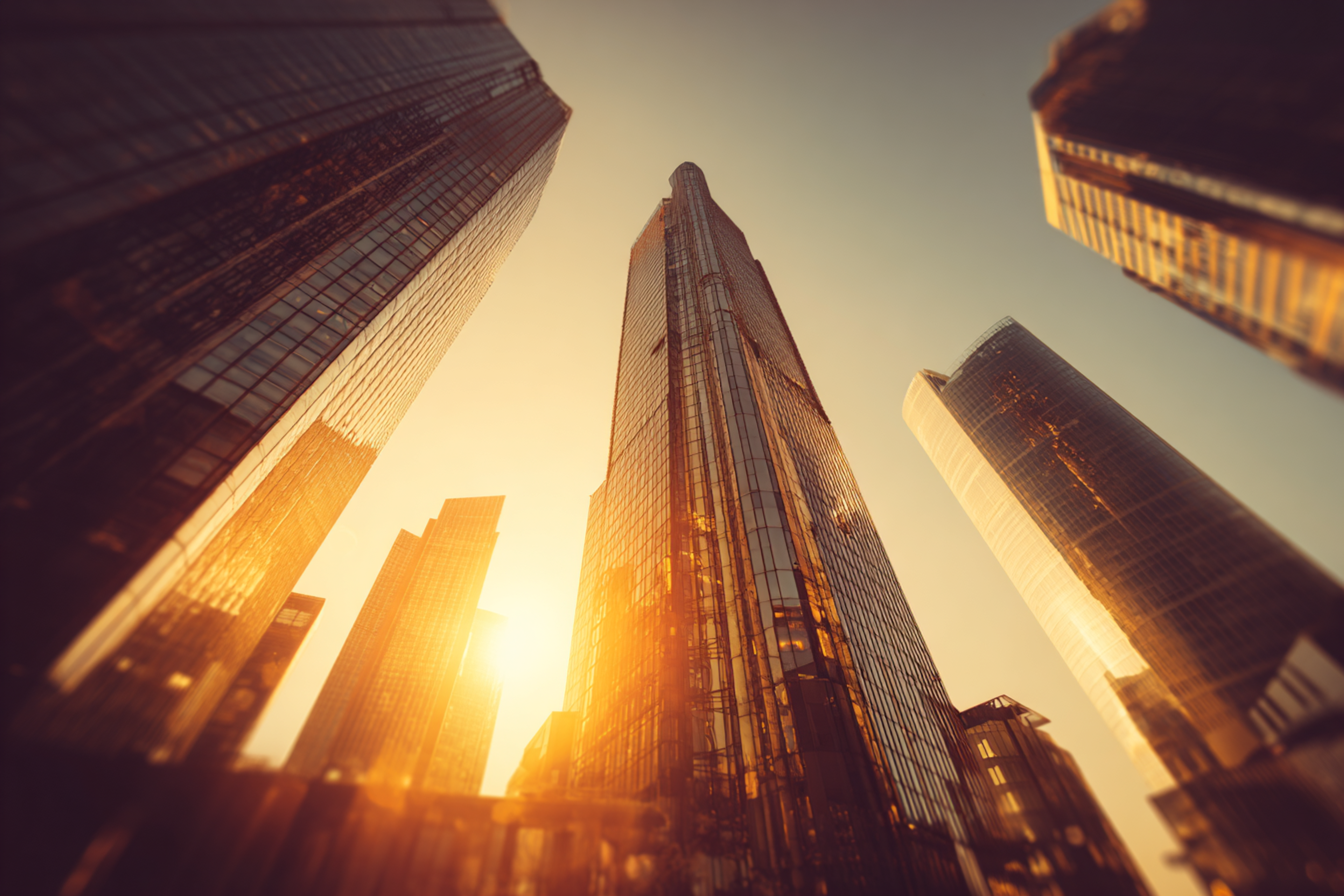 Golden Hour Glass Skyscraper Skyline Photo