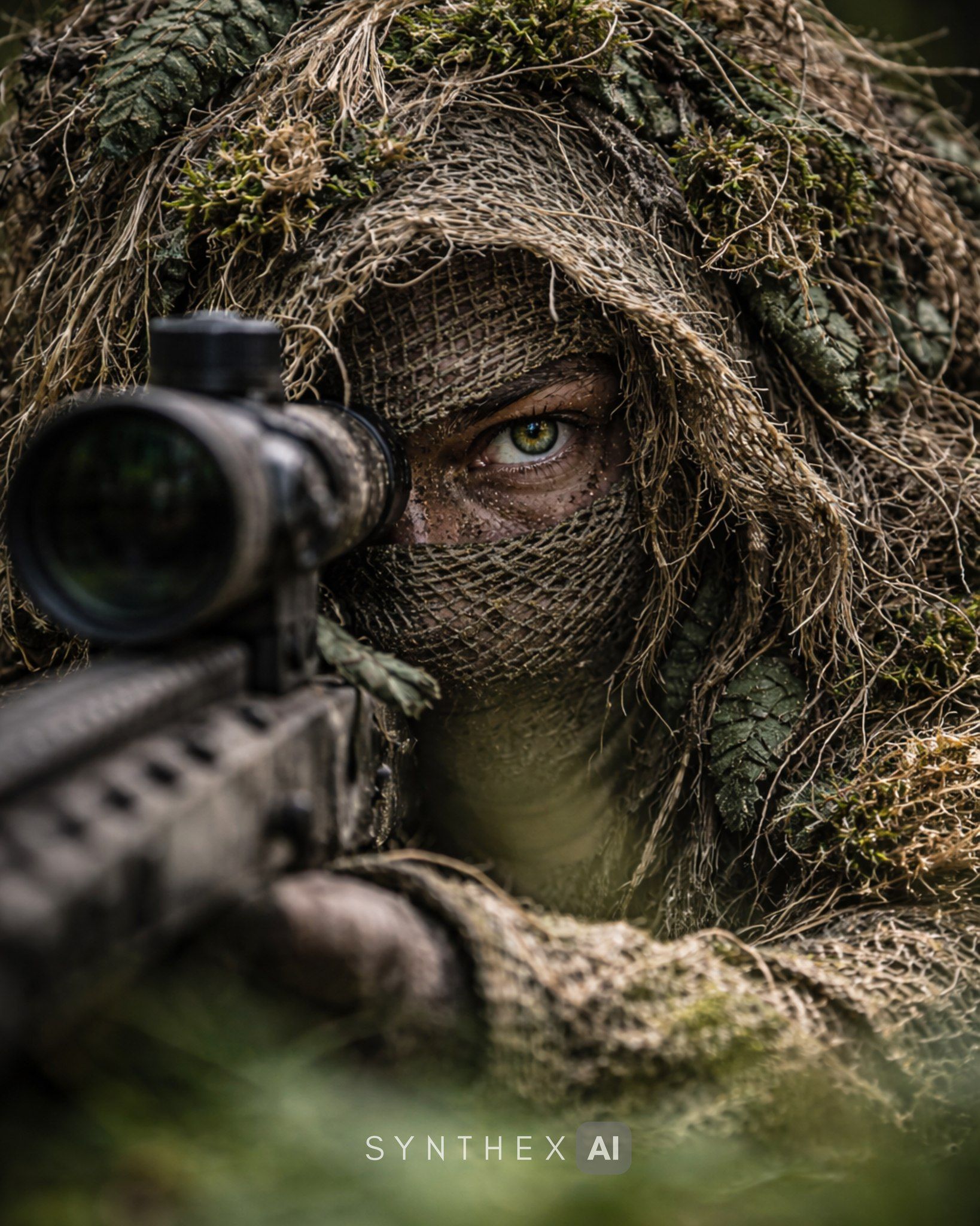 Generate Forest Ghillie Sniper Portraits