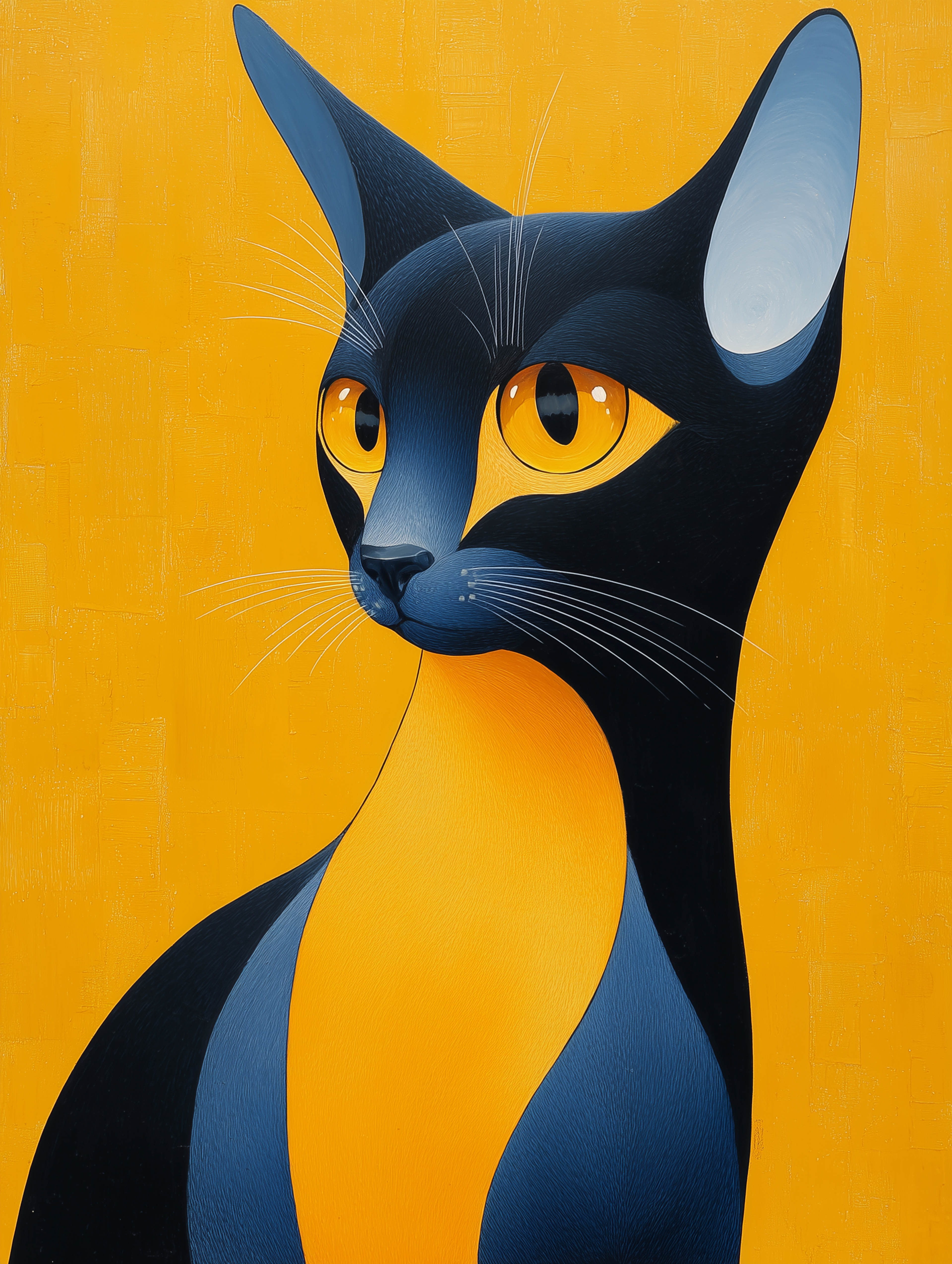 Stylized Graphic Sleek Black Cat Illustration