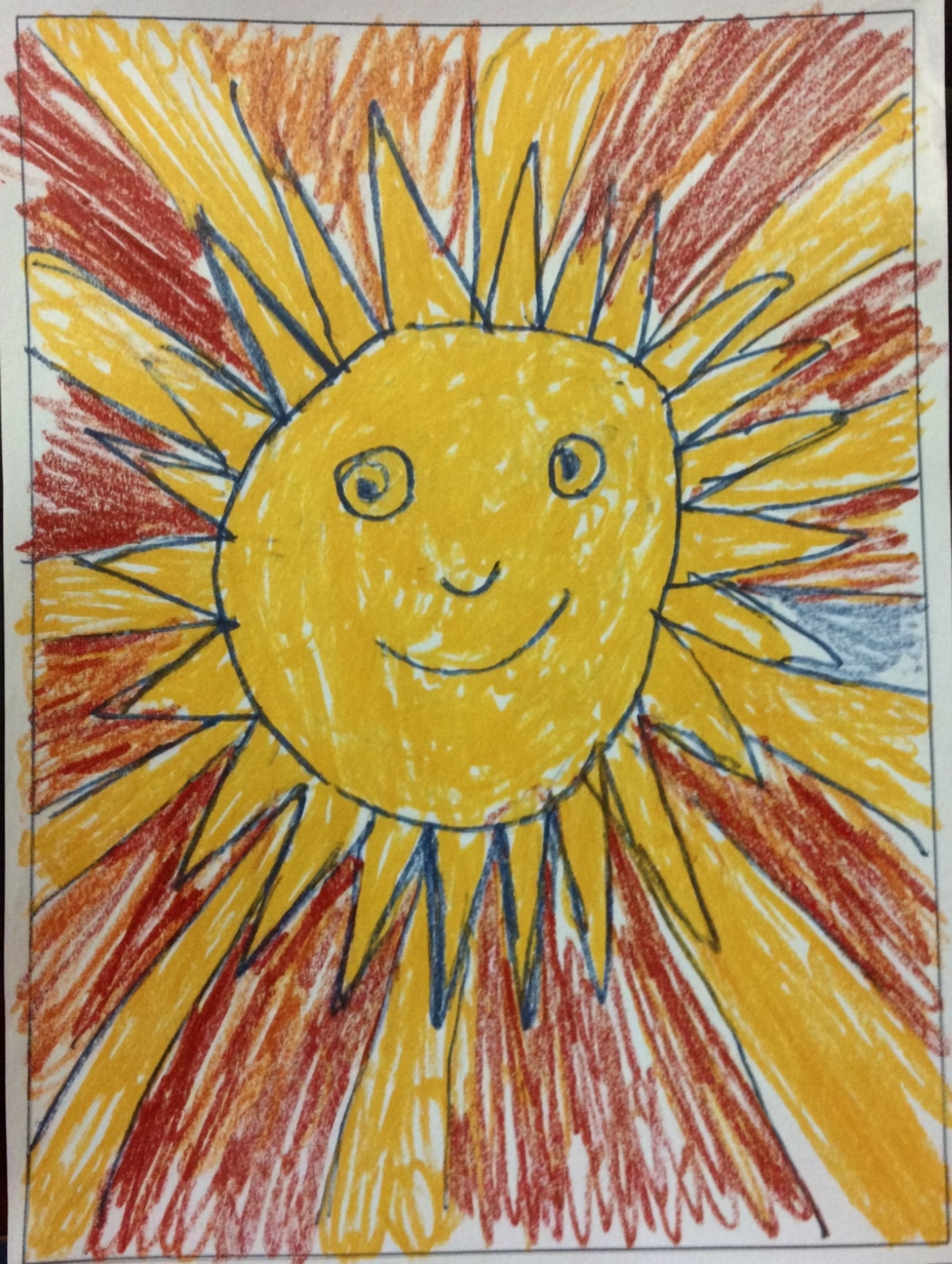 Naive Crayon Sun Sketch