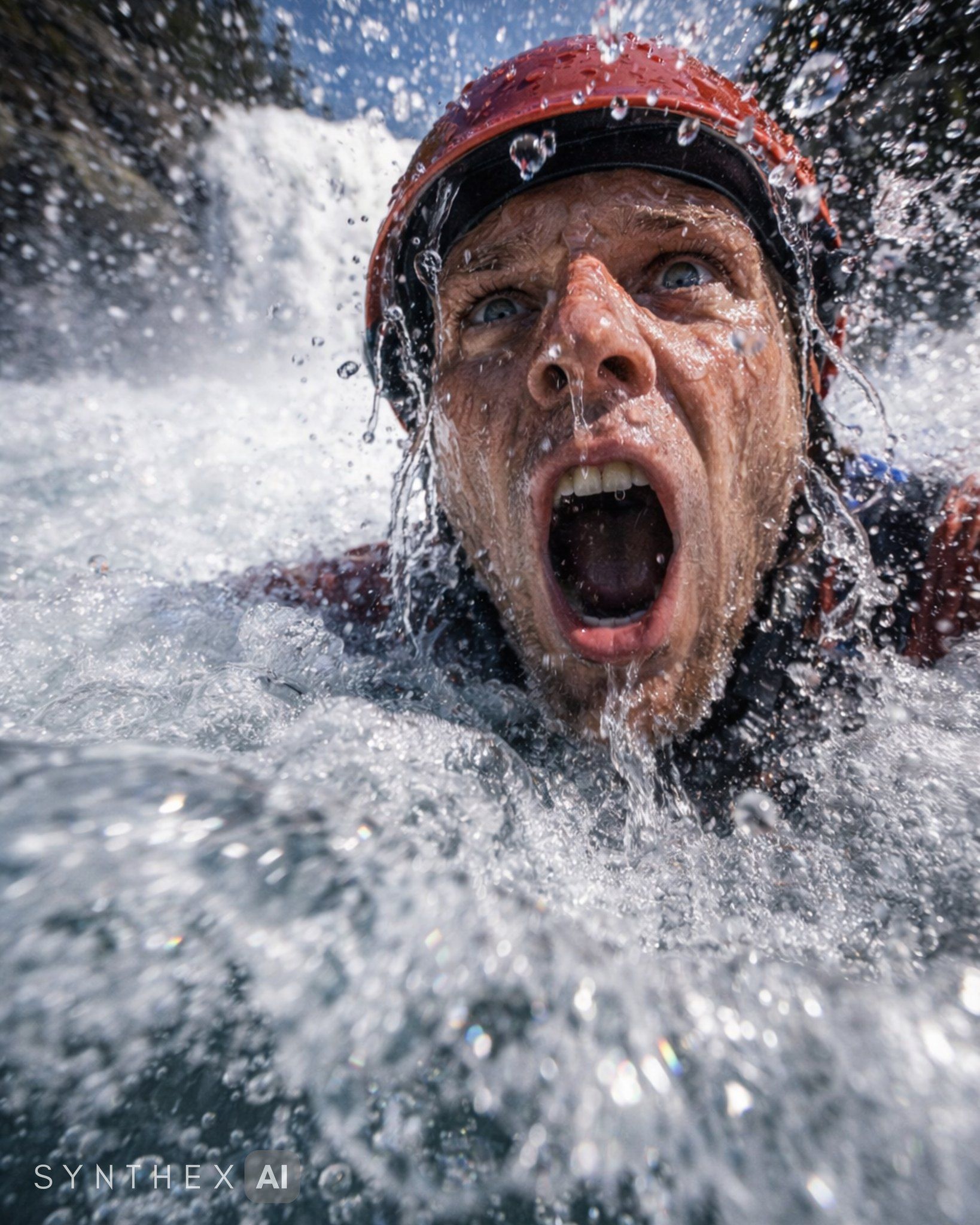 Generate Waterfall Kayaker Selfies