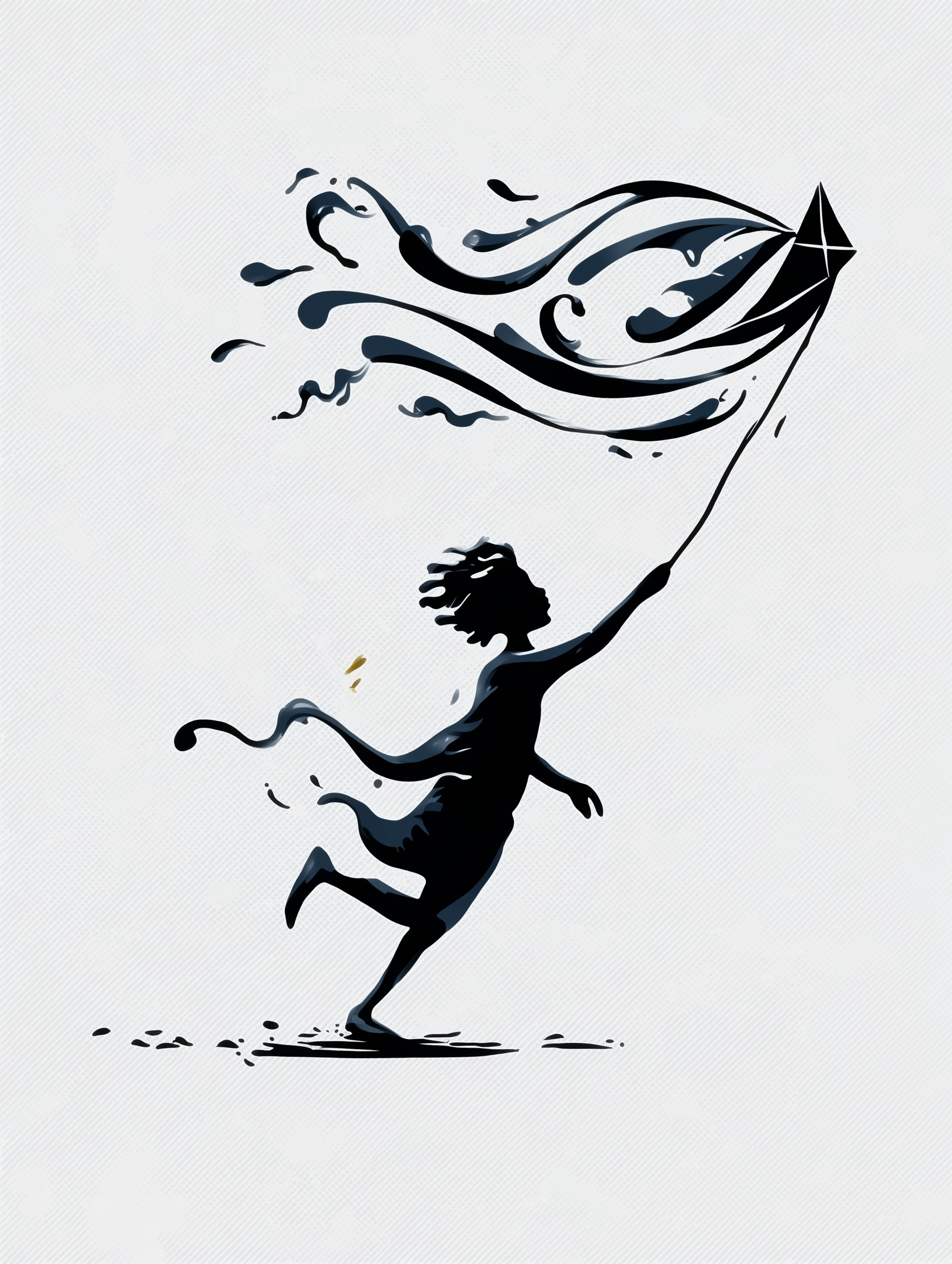 Bold Graphic Boy Flying a Kite Illustration