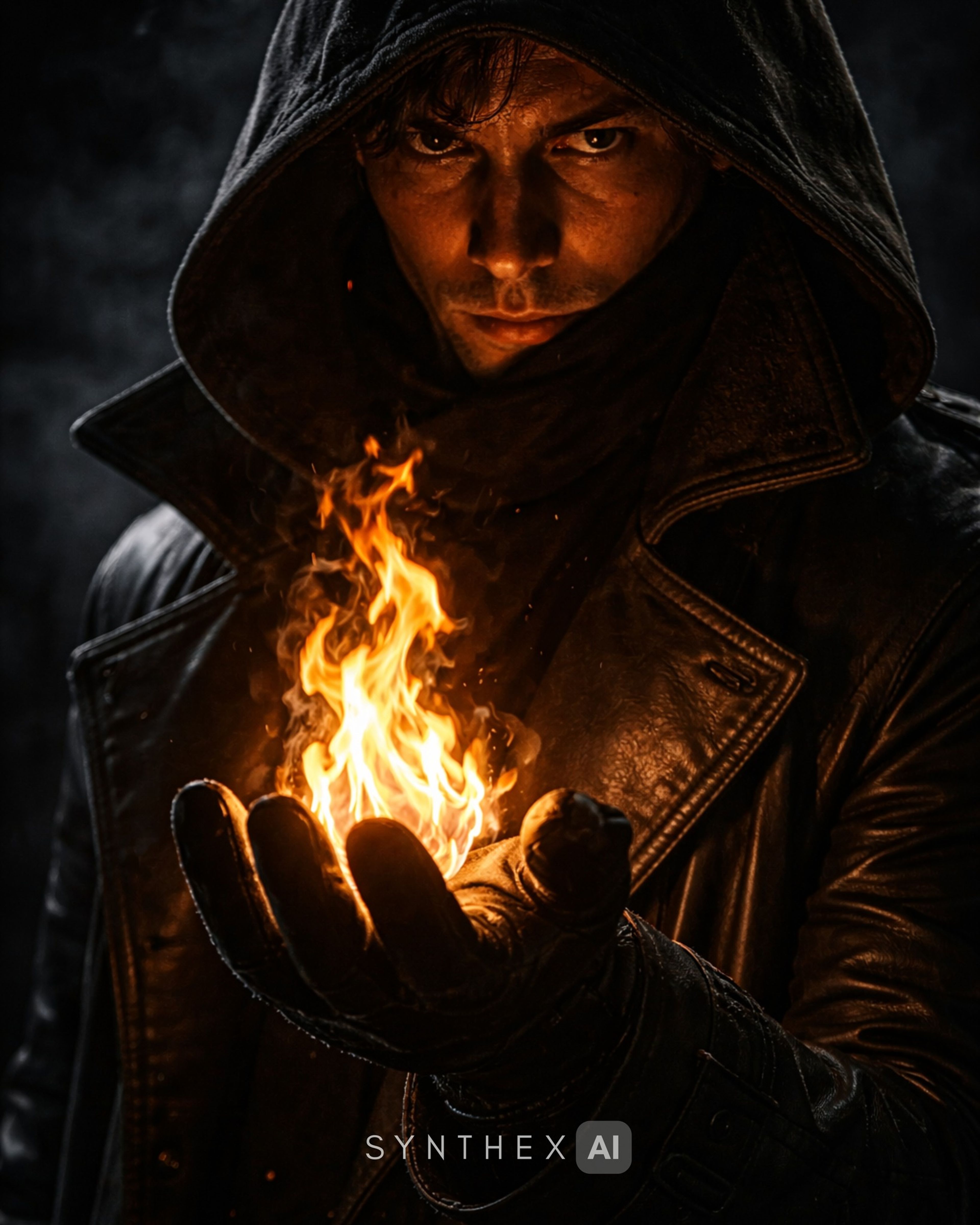 Generate Fire Orb Trench Coat Portraits