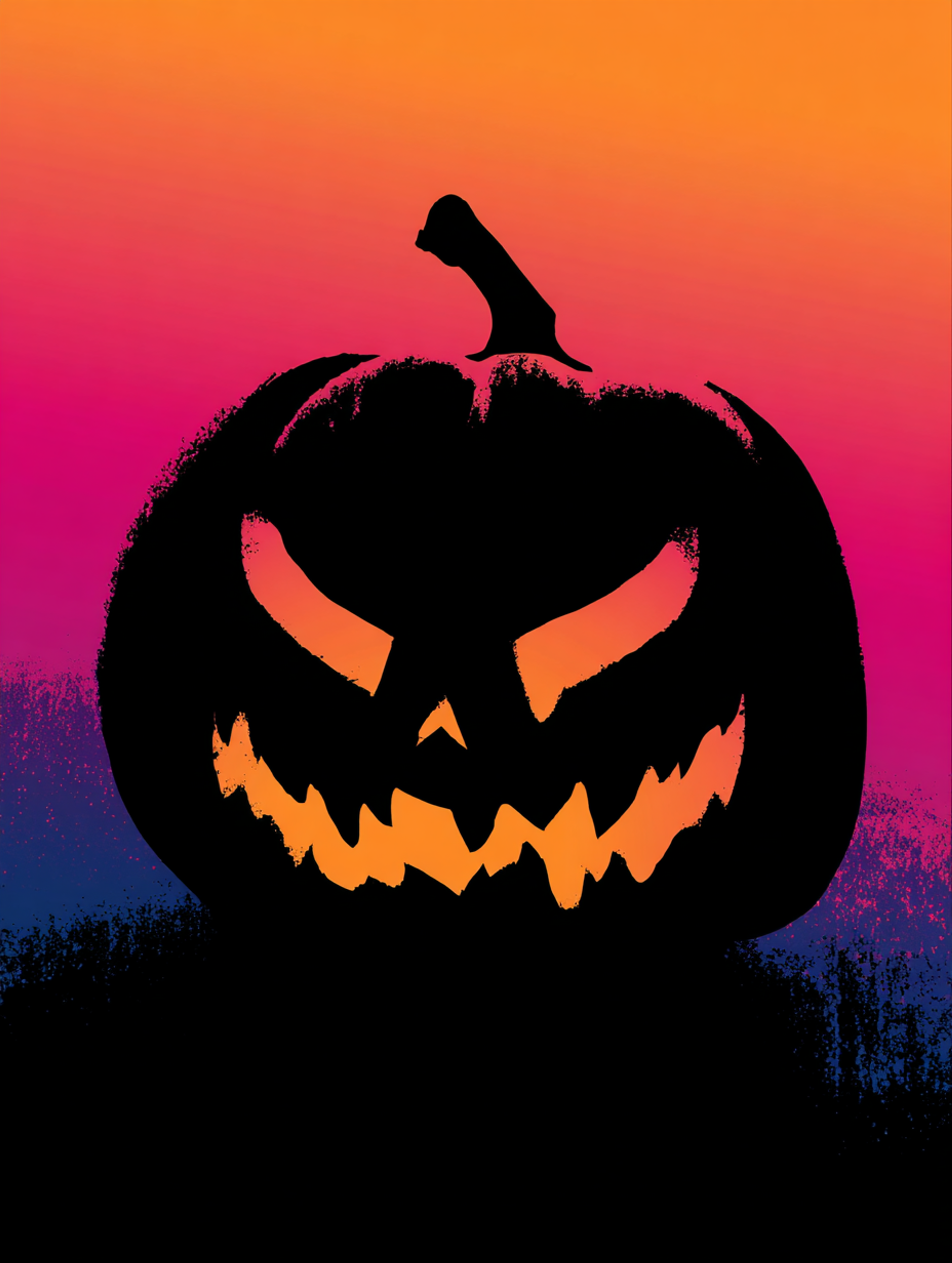 Spooky Grinning Jack O' Lantern Silhouette Illustration