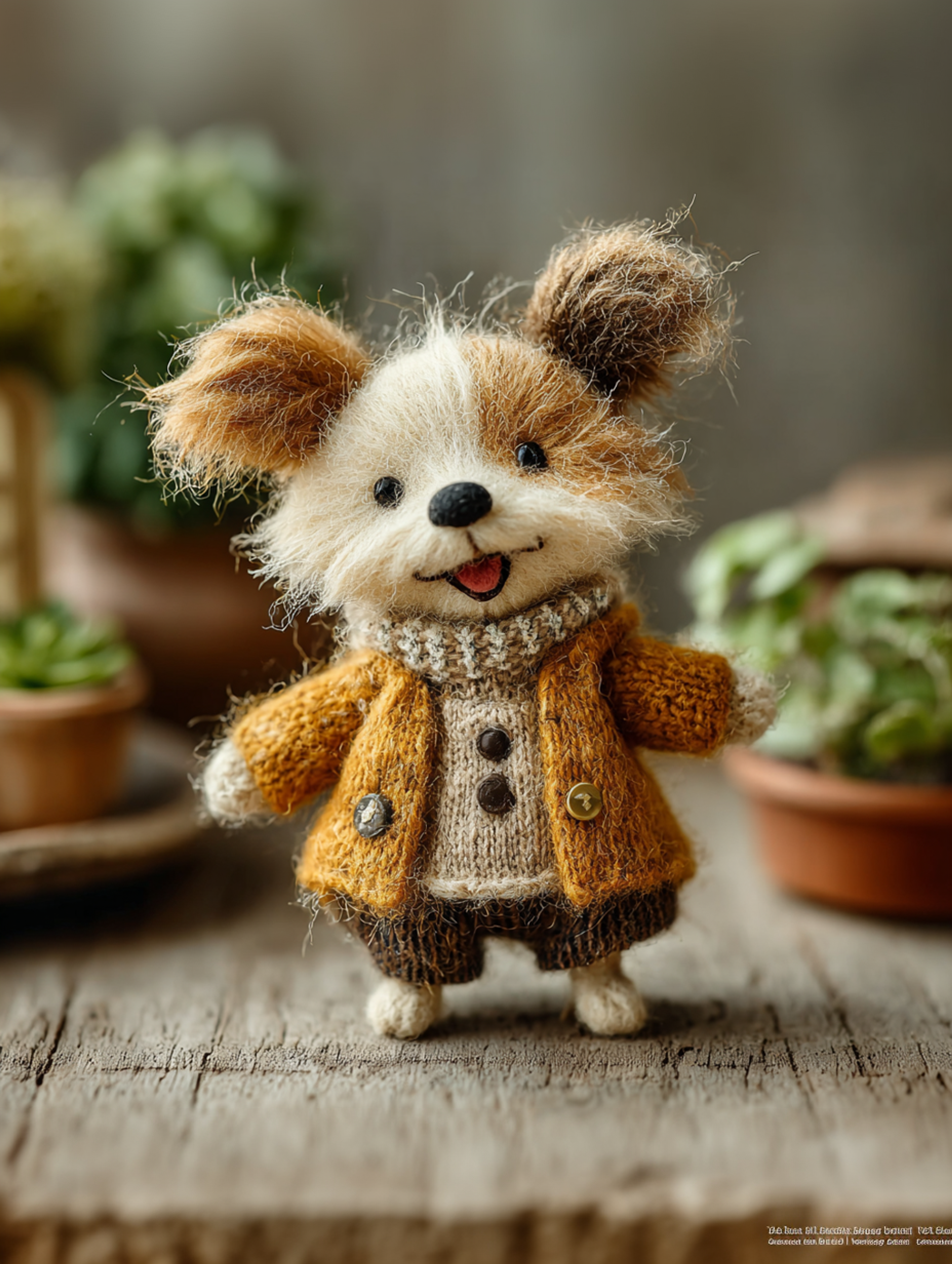 Handcrafted Wool Baby Dog Character
