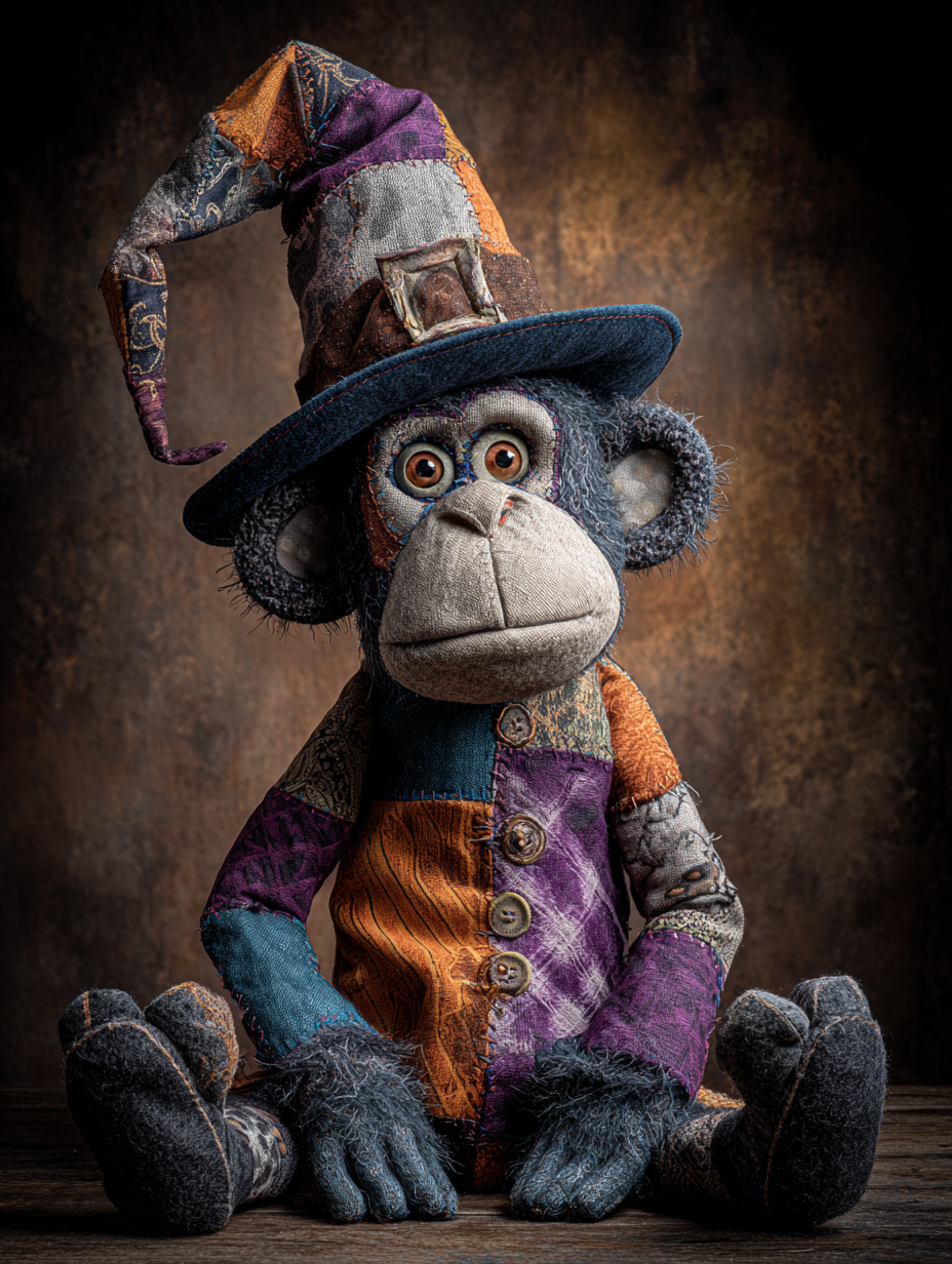 Patchwork Halloween Plush Monkey