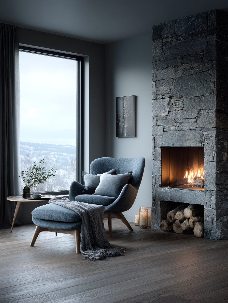 Overcast Nordic Scandinavian Living Room Photo