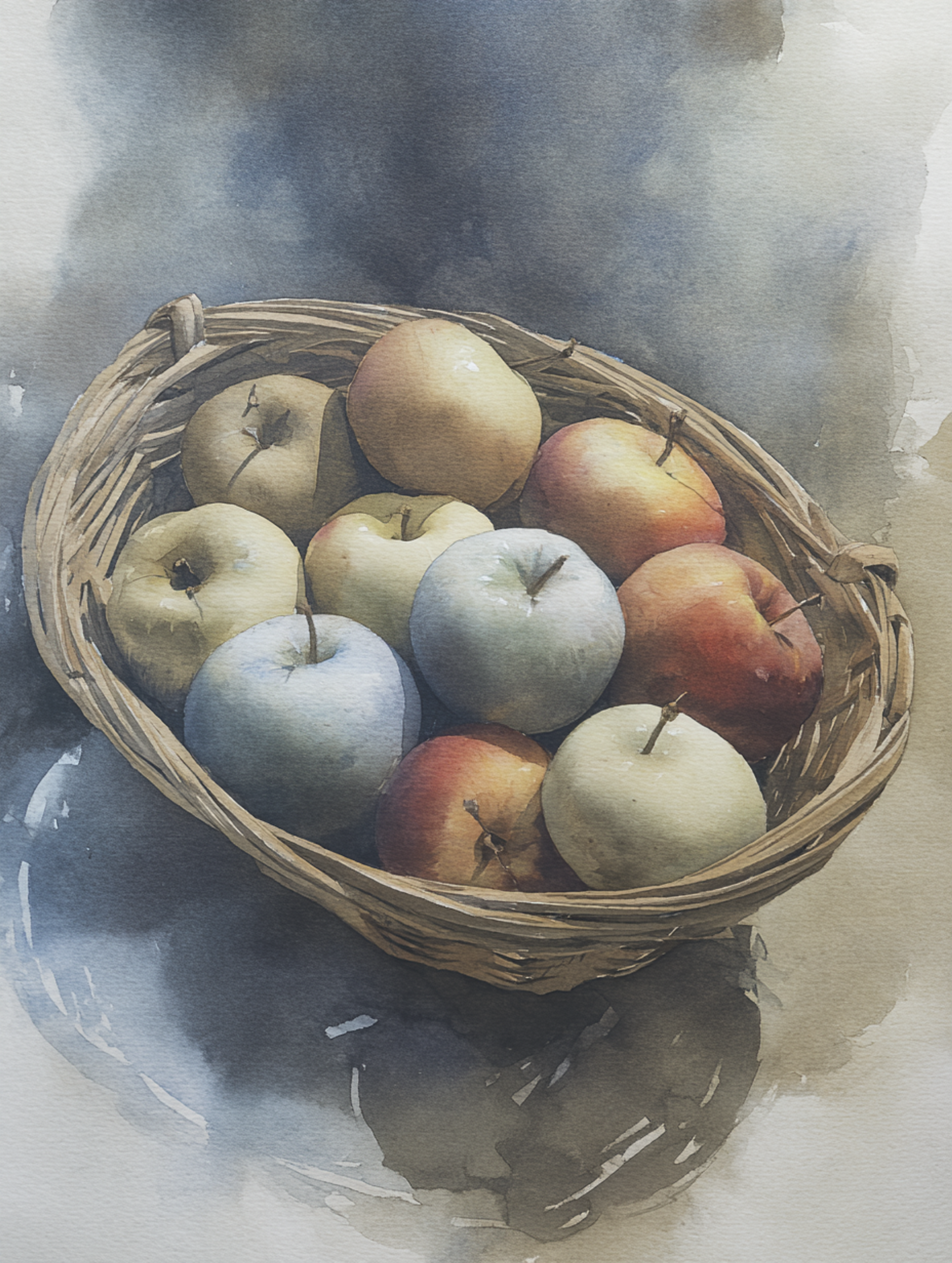 Soft Realistic Watercolor Apples Illustration