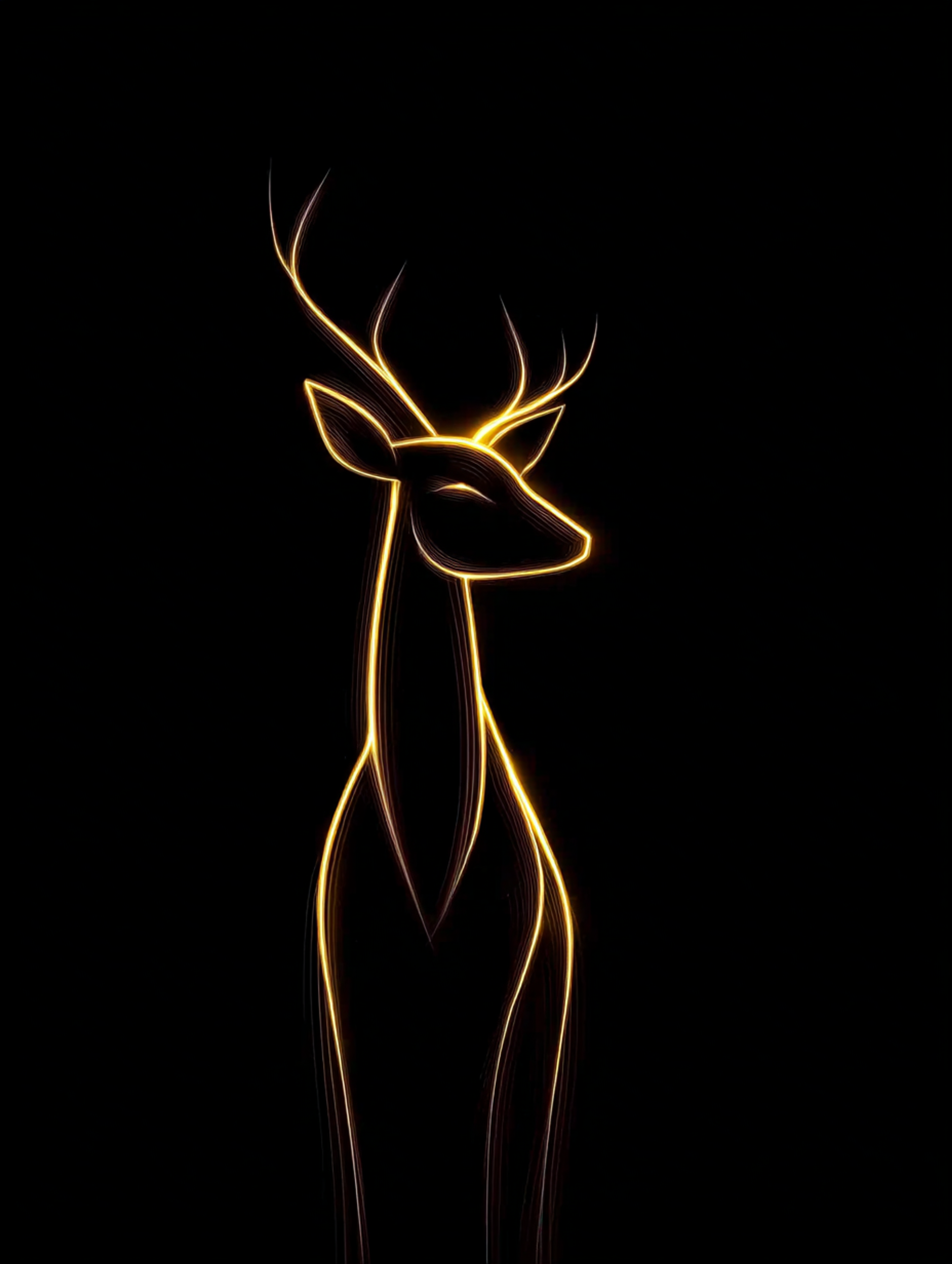 Golden Line Art Deer Portrait Illustration