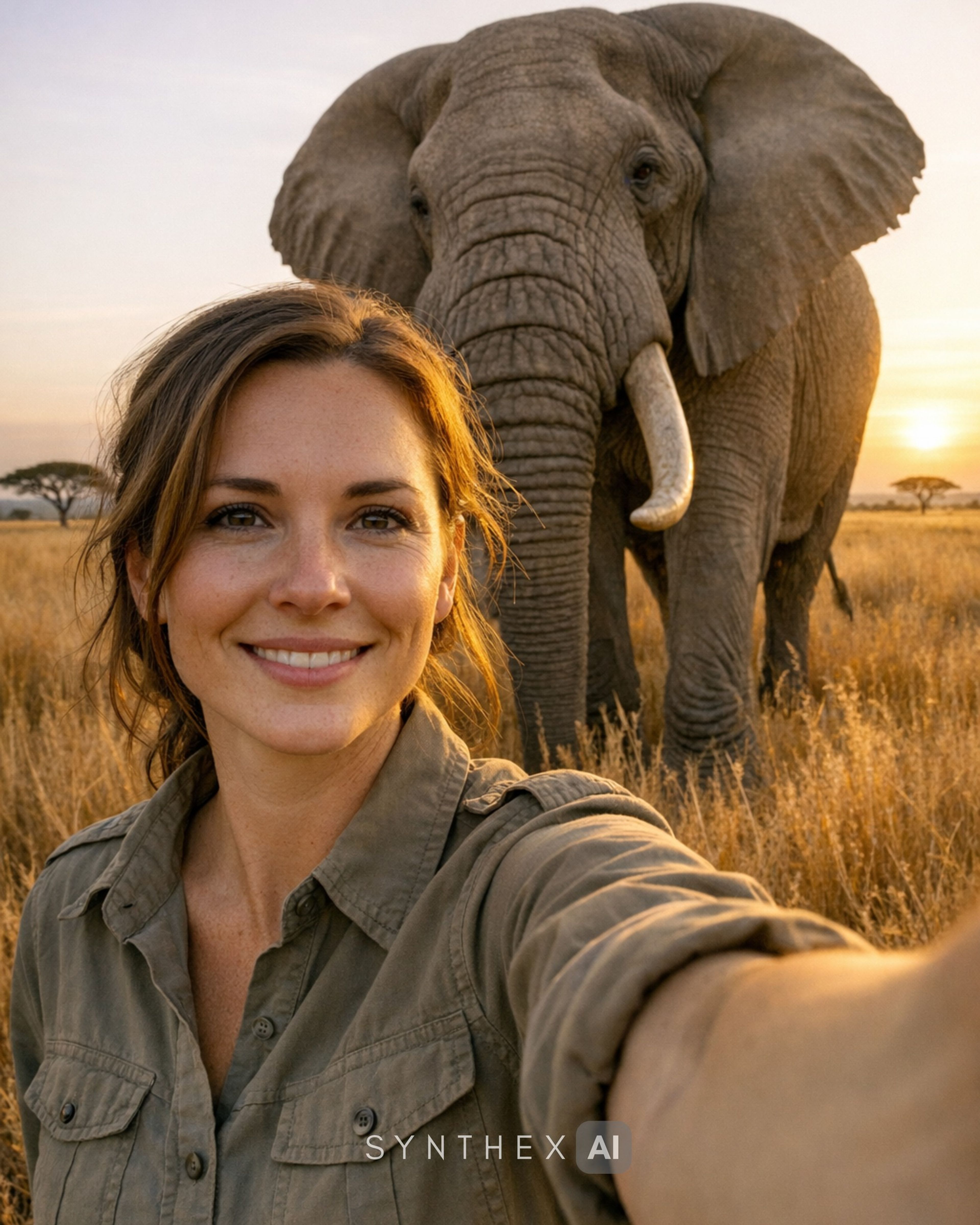 Generate Serengeti Elephant Safari Selfies
