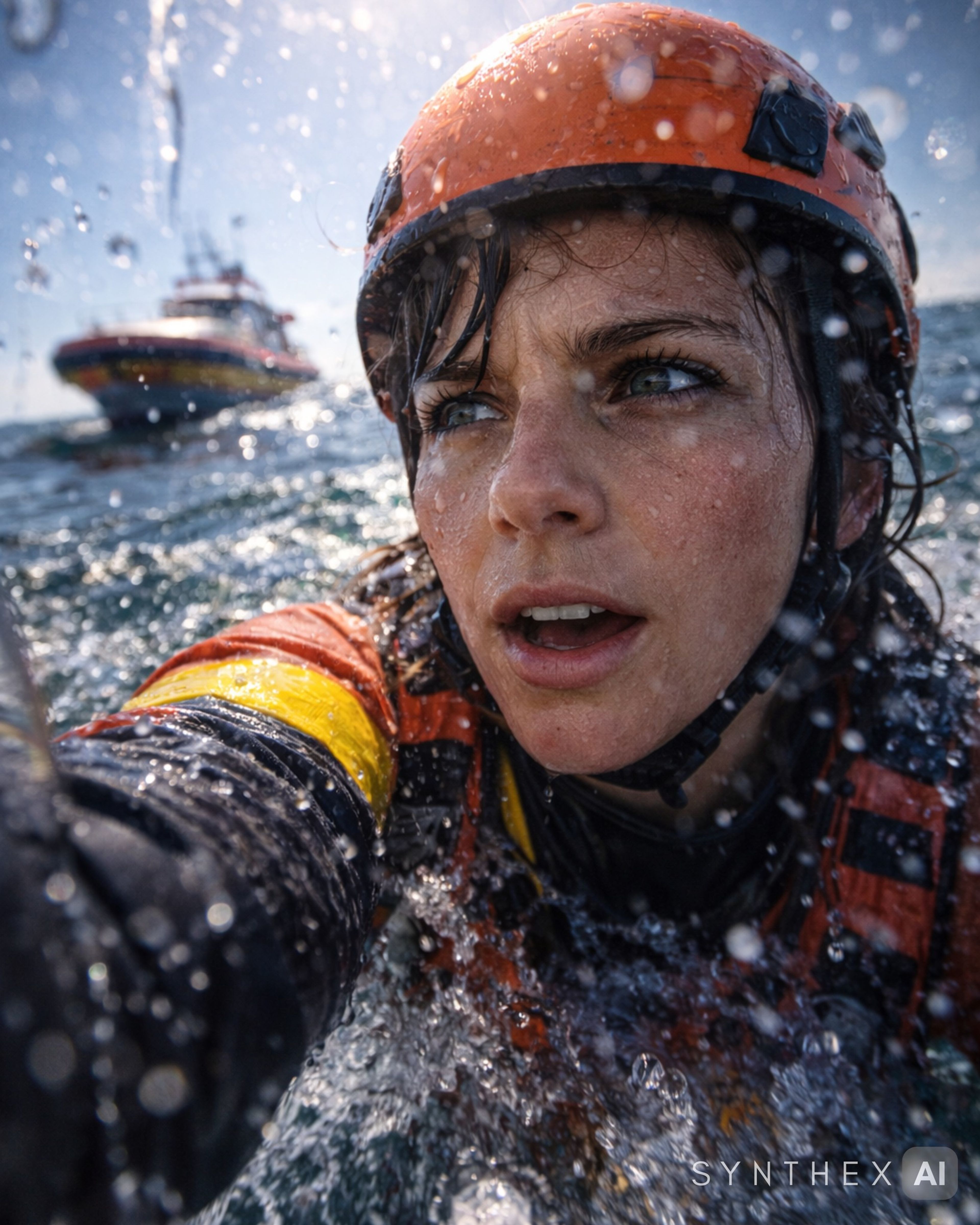 Generate Rescue Swimmer Ocean Selfies