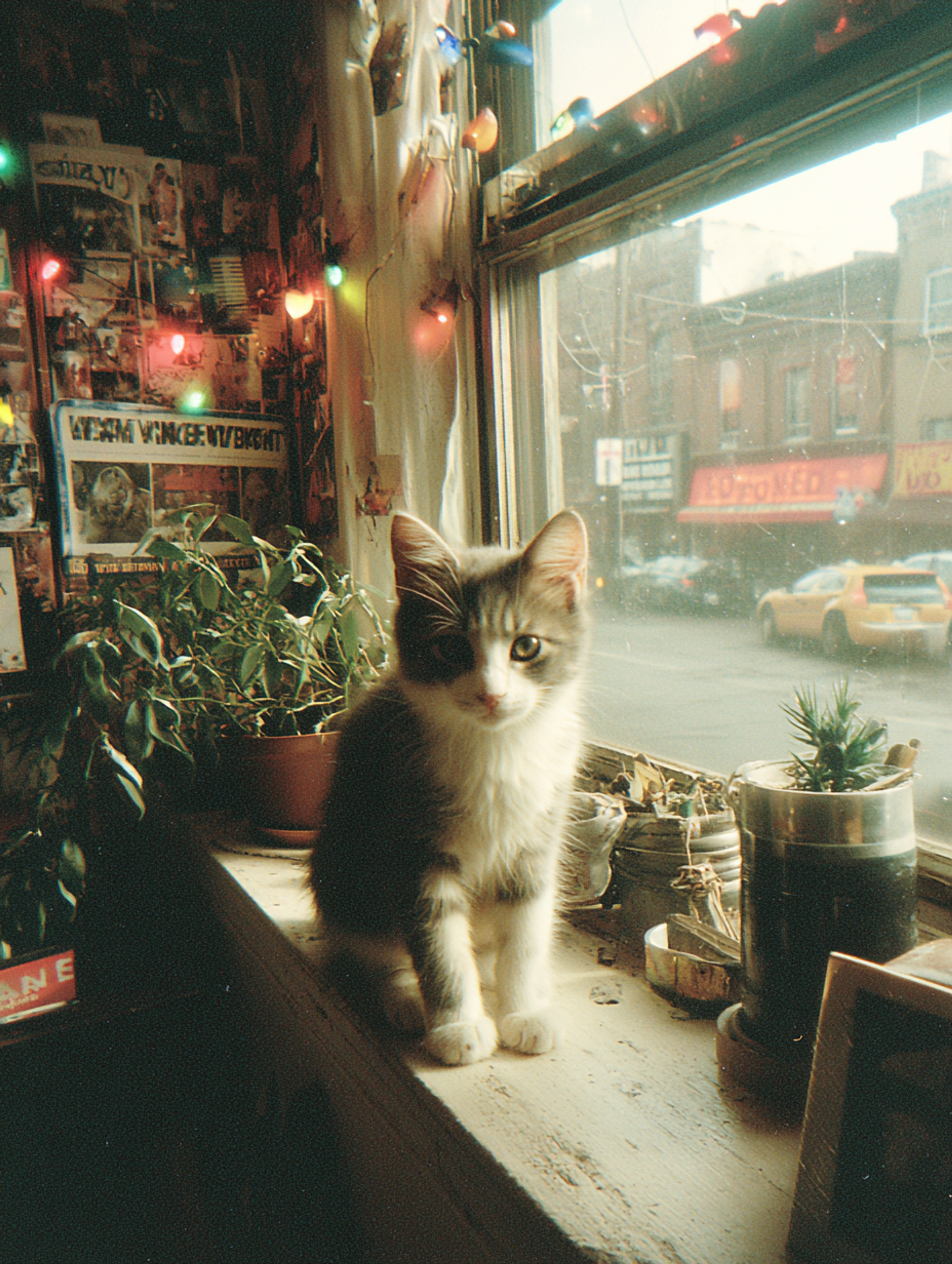 Analog Film Cat on Windowsill Photo