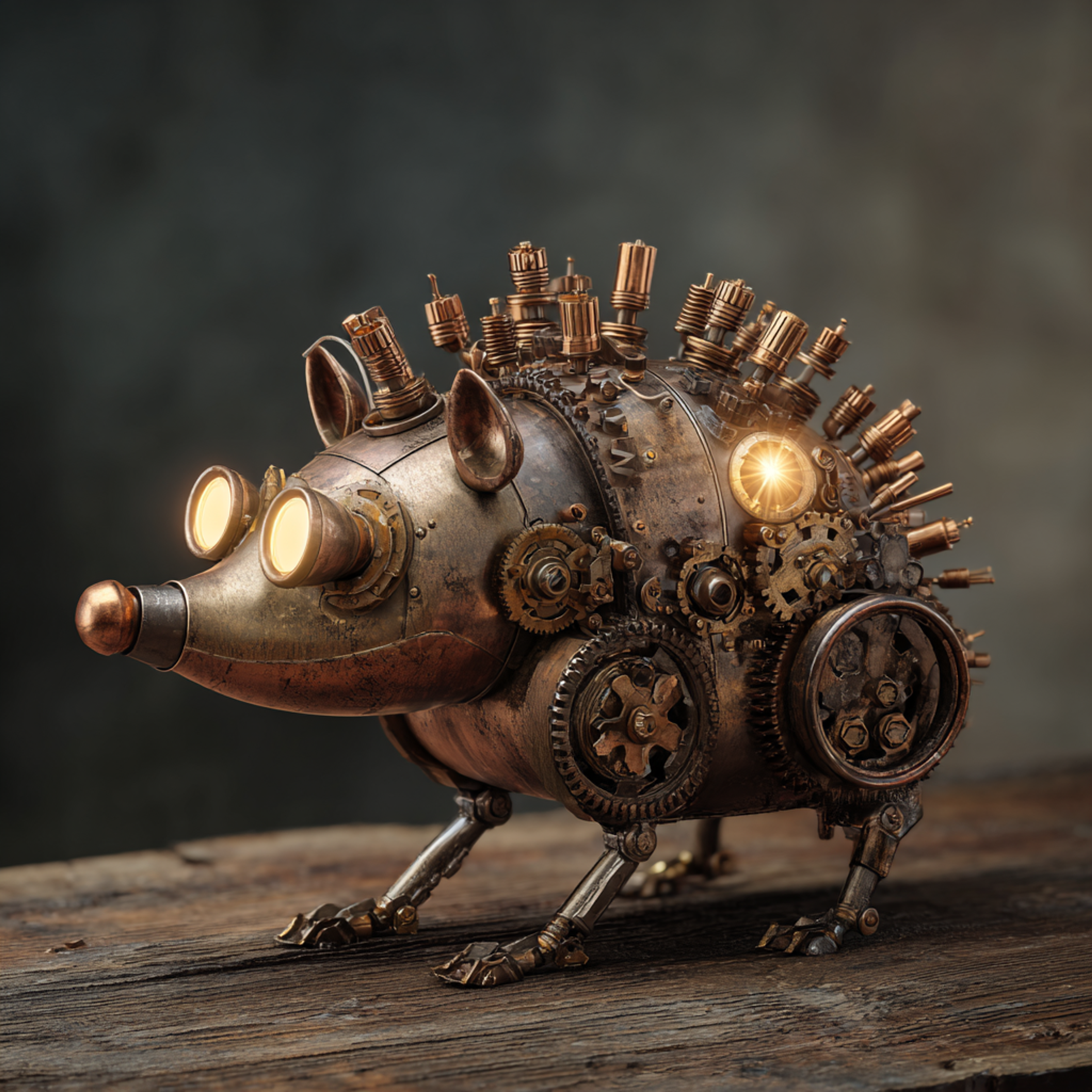 Steampunk Hedgehog Robot Character