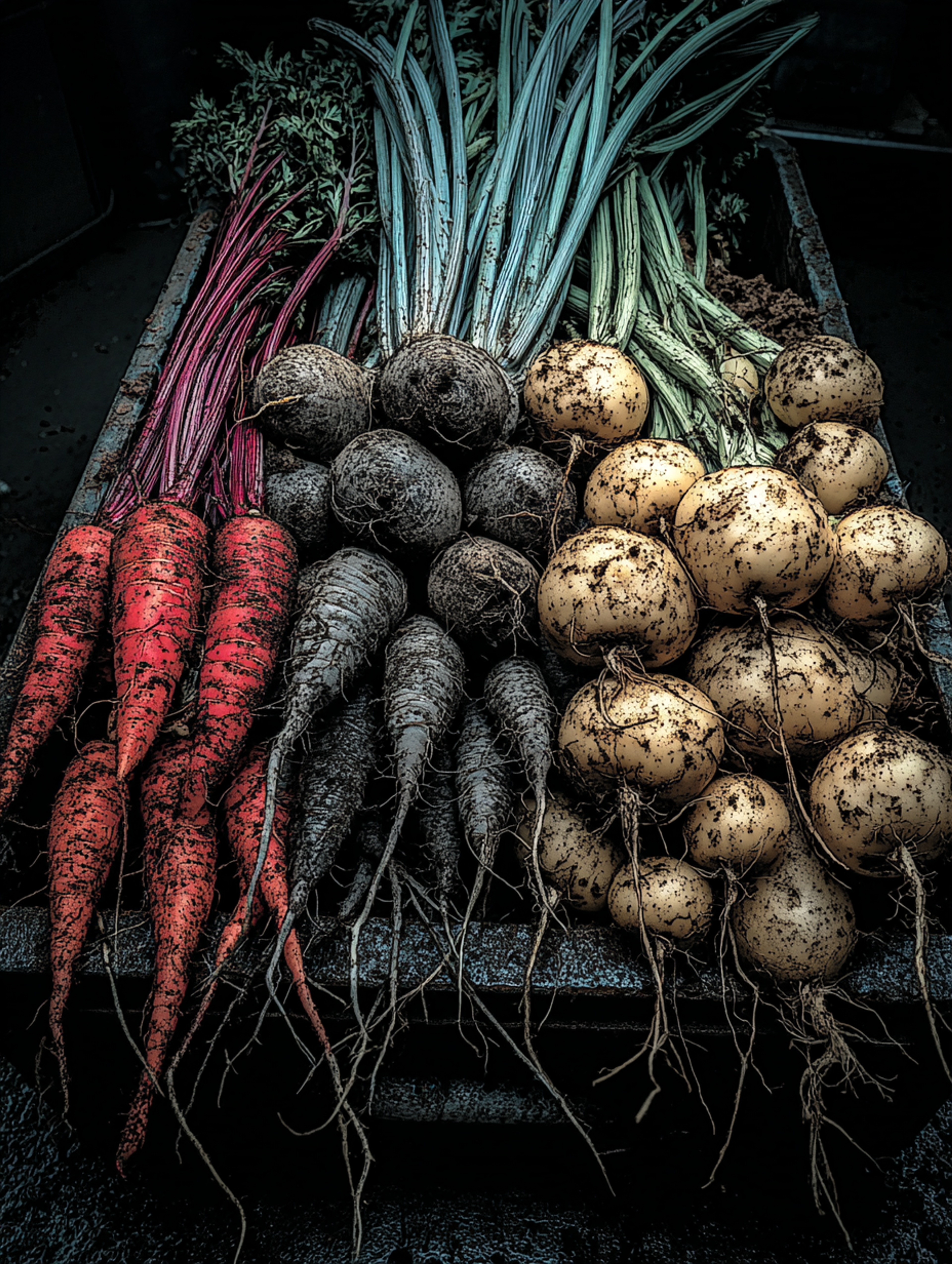 Gritty Cinematic Collection of Vegetables Scene