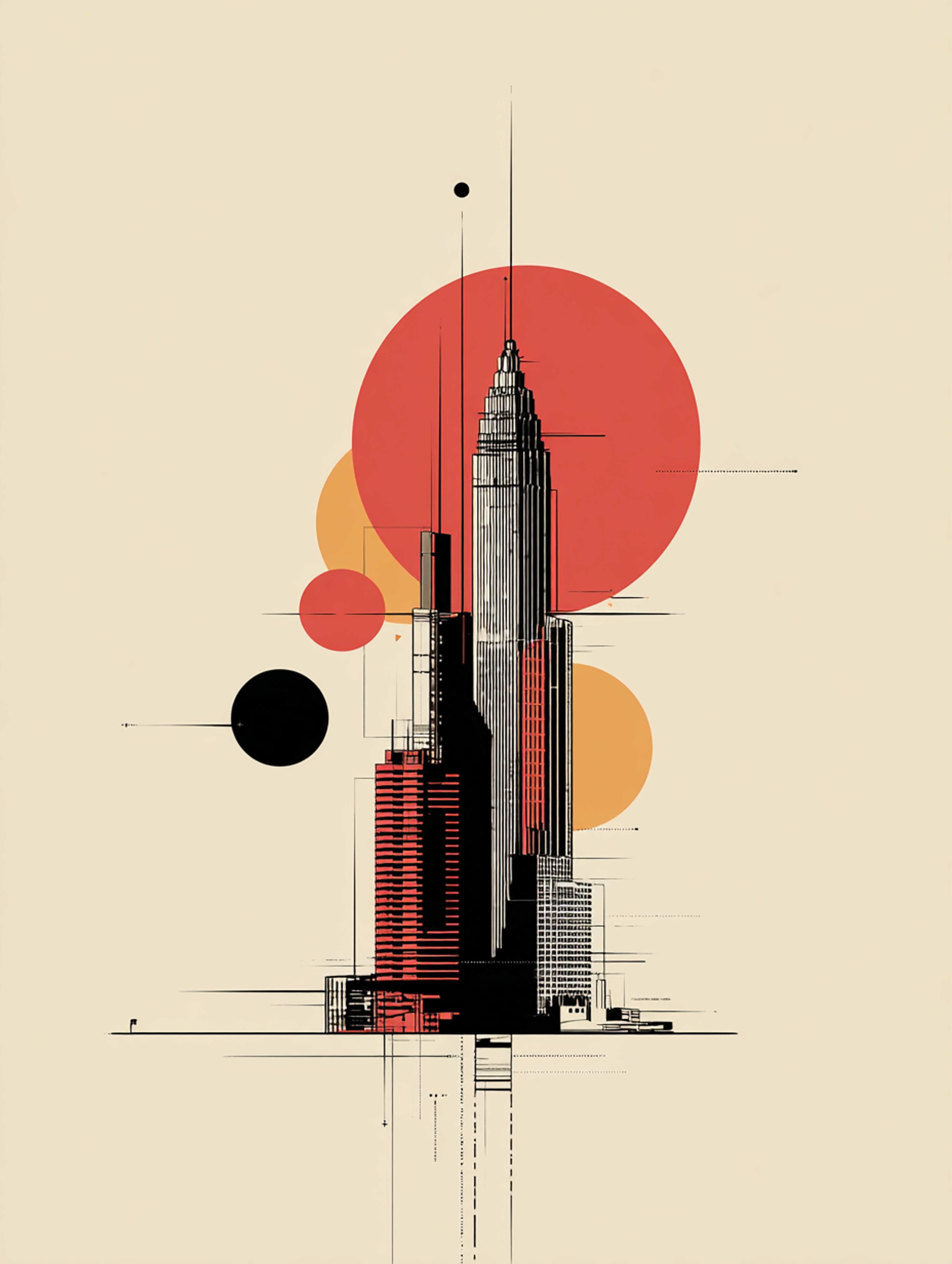 Minimalist Geometric Glass Skyscraper Illustration
