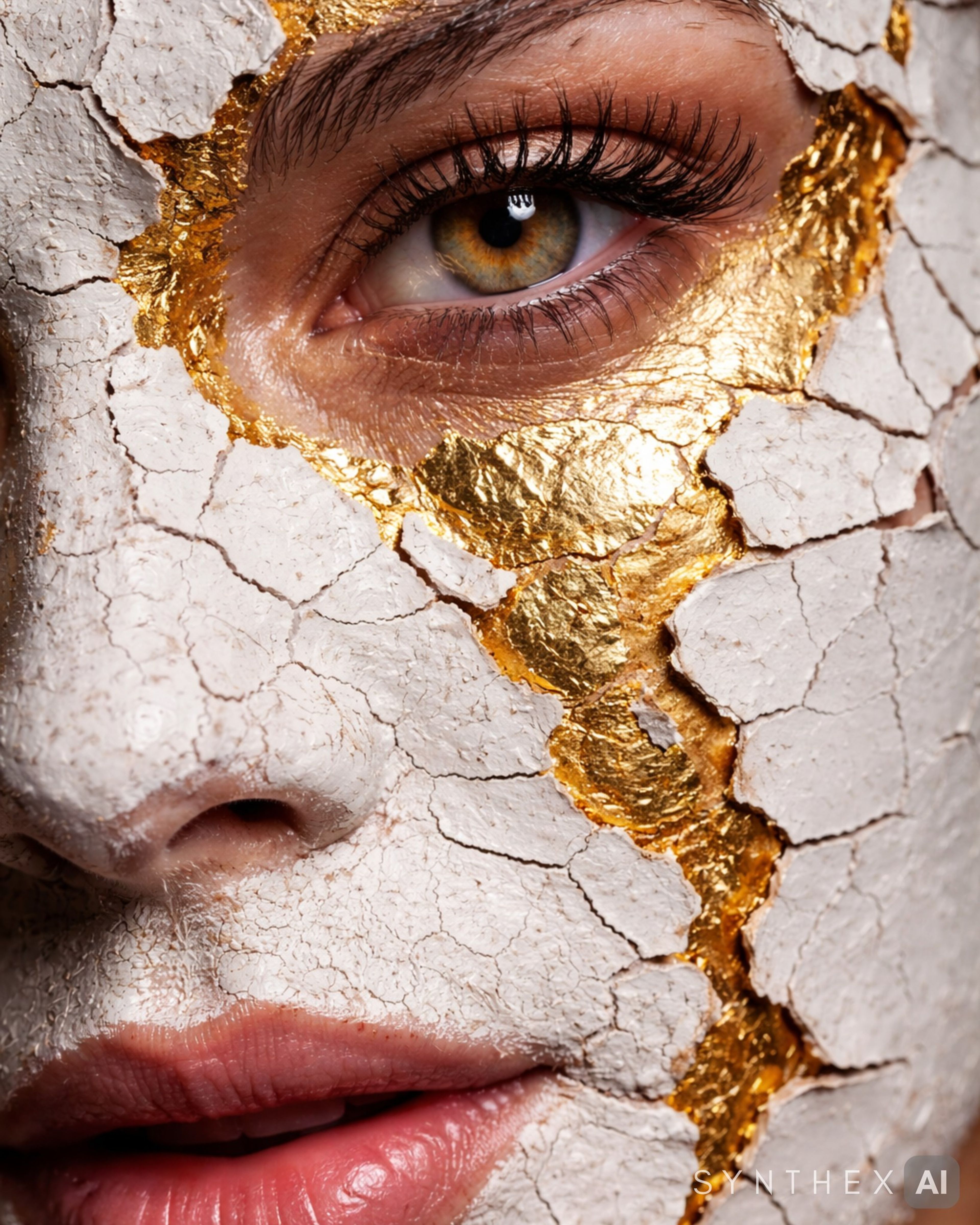 Generate Clay Kintsugi Beauty Portraits