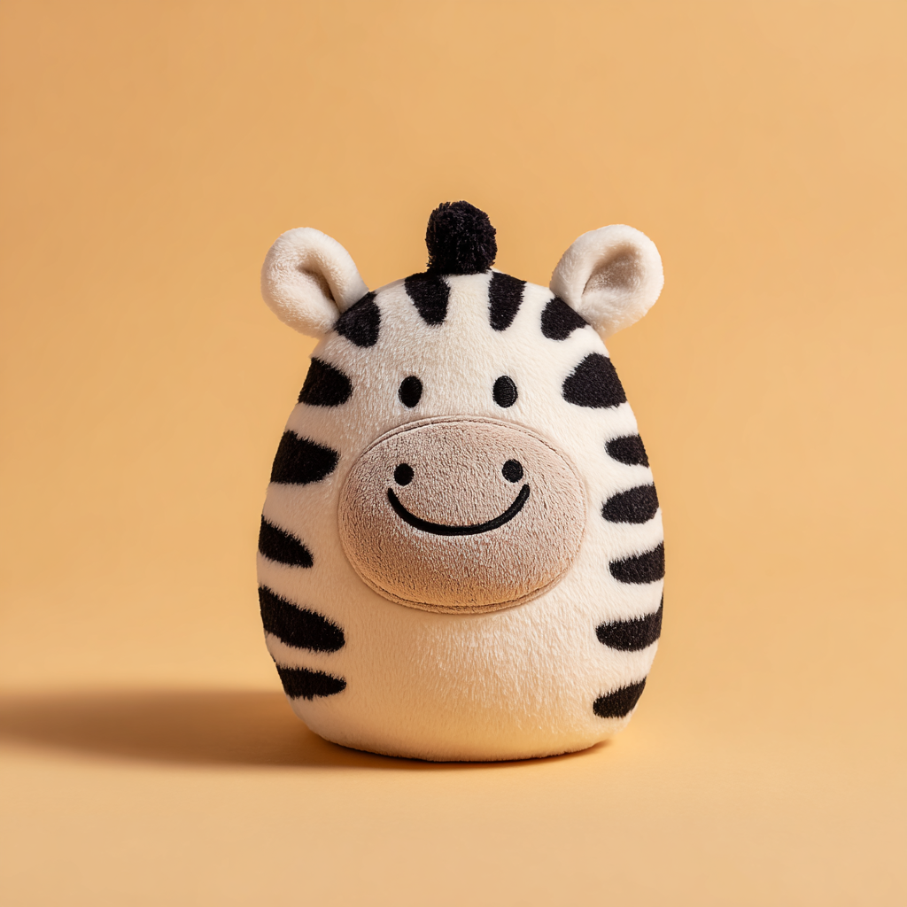 Round Kawaii Zebra Plush Product Photo