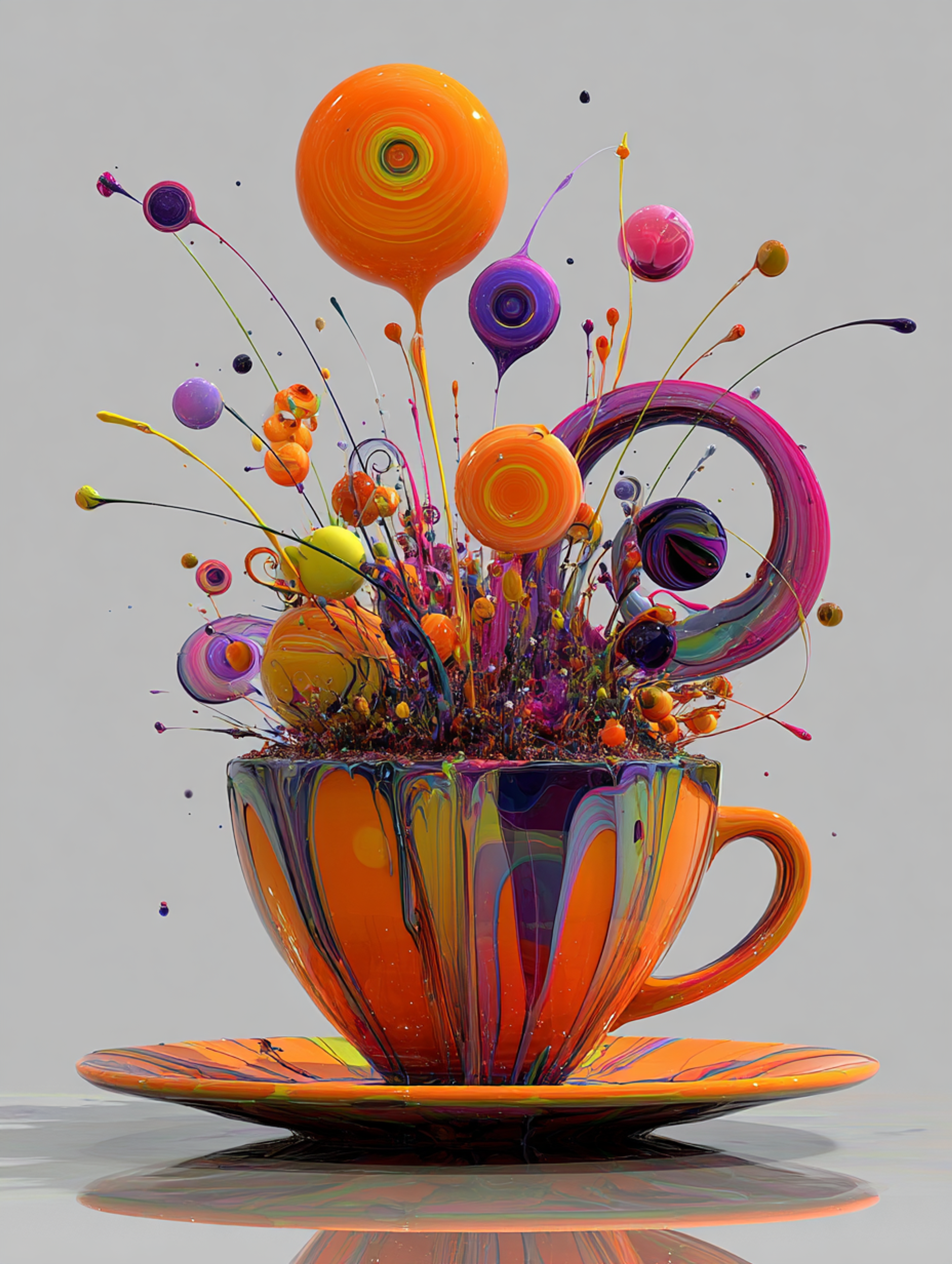 Surreal Mixed Media Cup of Coffee Artwork