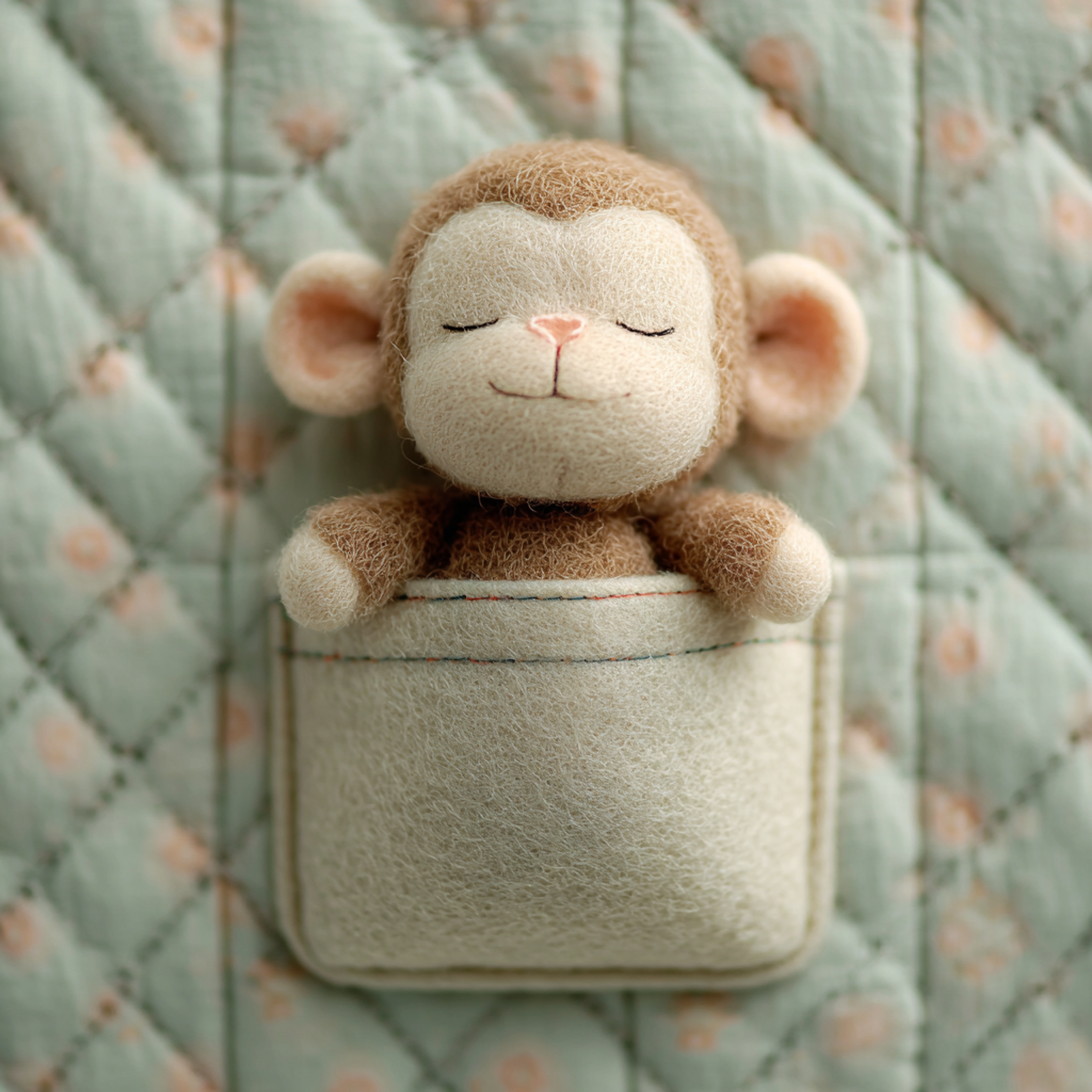 Tiny Sleeping Plush Monkey Front View Plush Toy