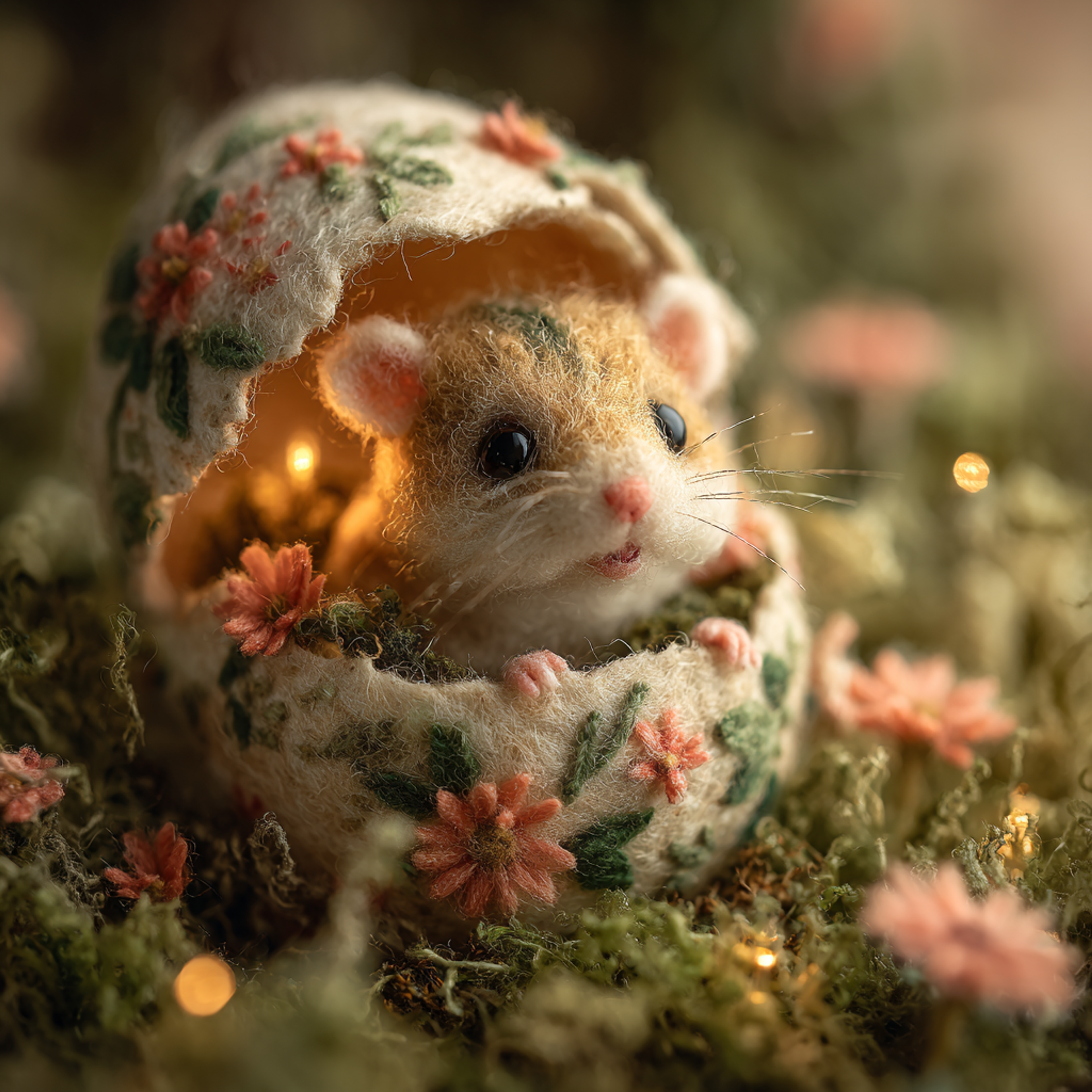 Whimsical Photograph of Felted Wool Hamster